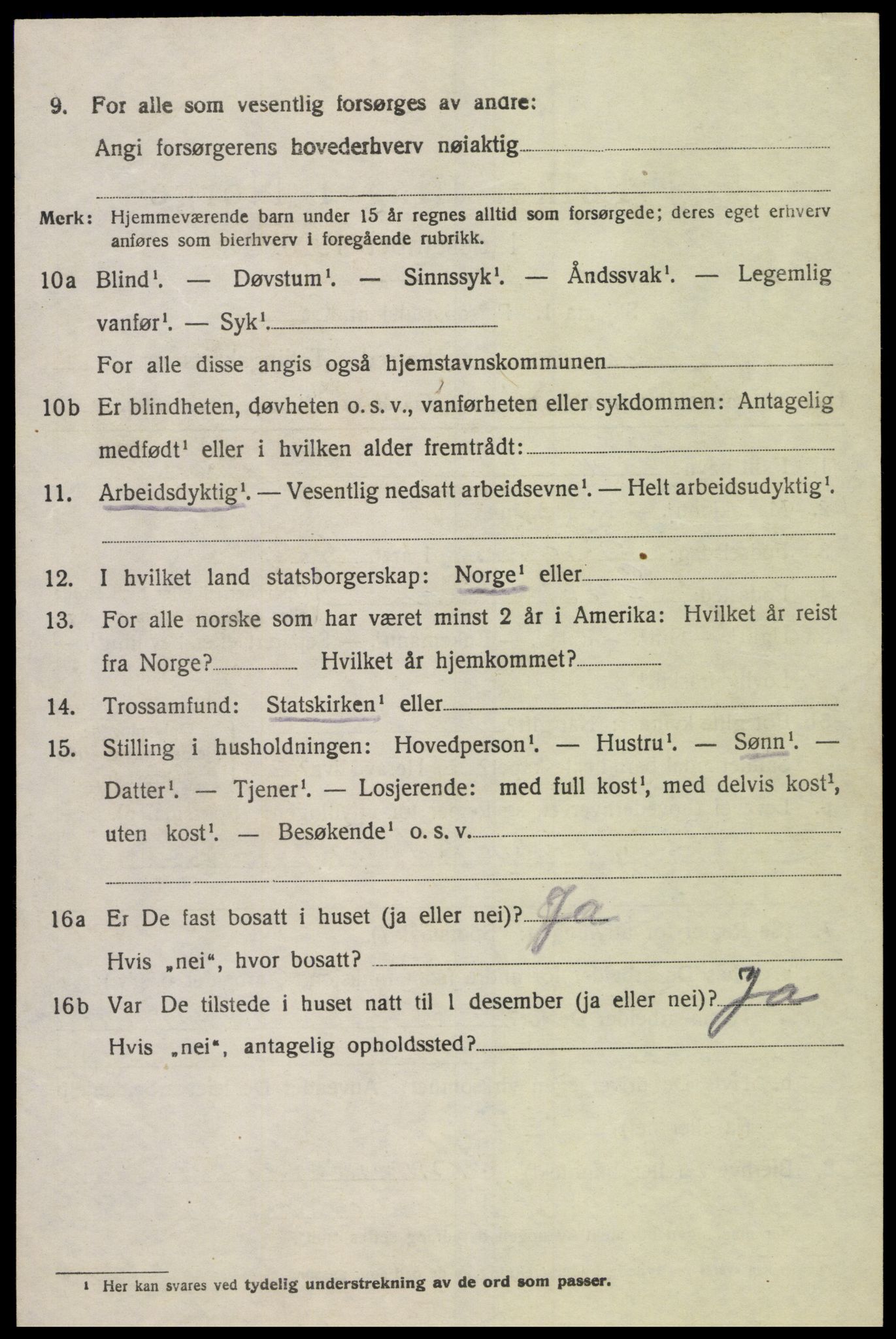 SAK, Folketelling 1920 for 1020 Holum herred, 1920, s. 1288