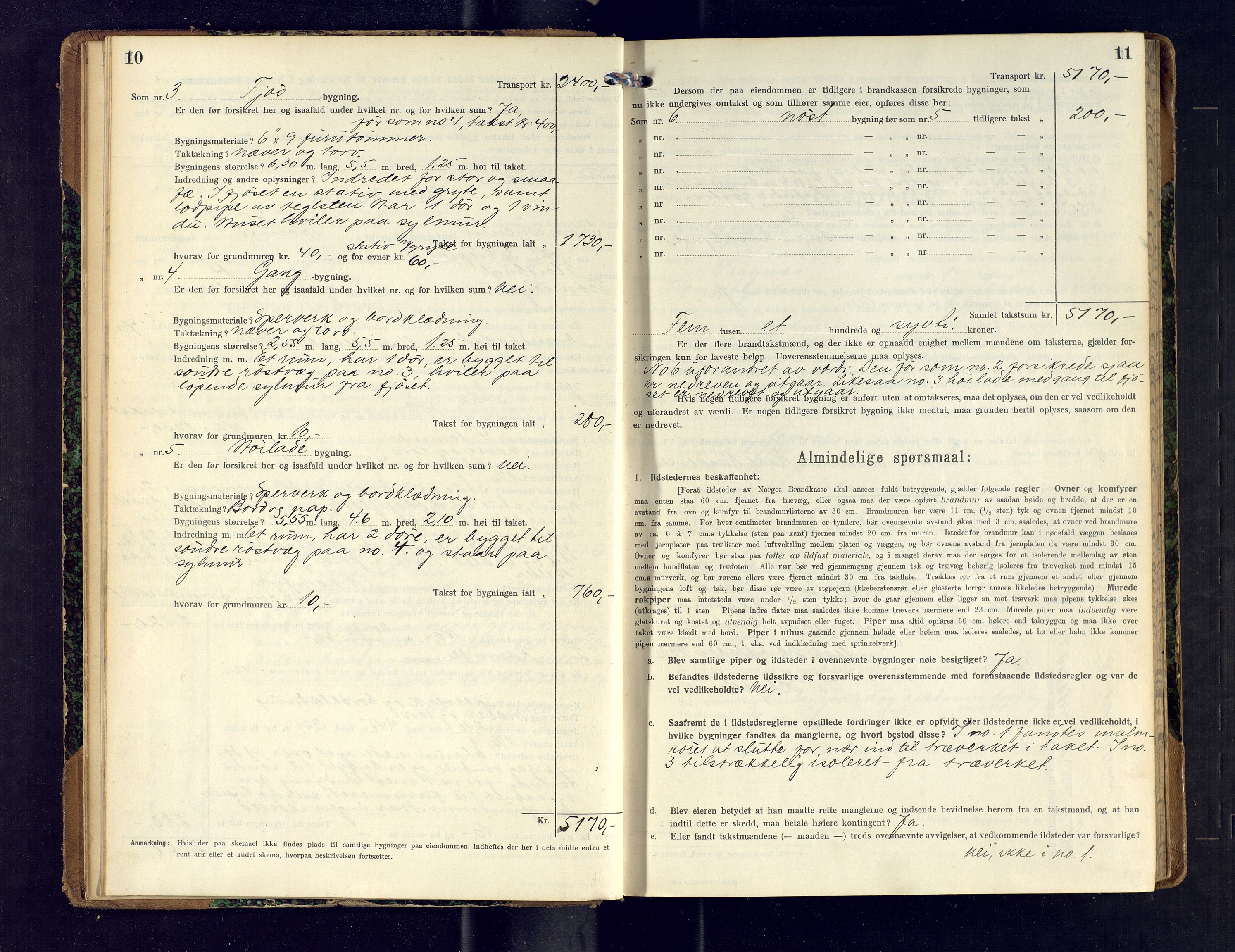 Tromsøysund lensmannskontor, AV/SATØ-SATØ-12/F/Fs/Fsb/L0741: Branntakstprotokoll (S).  Med register, 1914-1916, s. 10-11