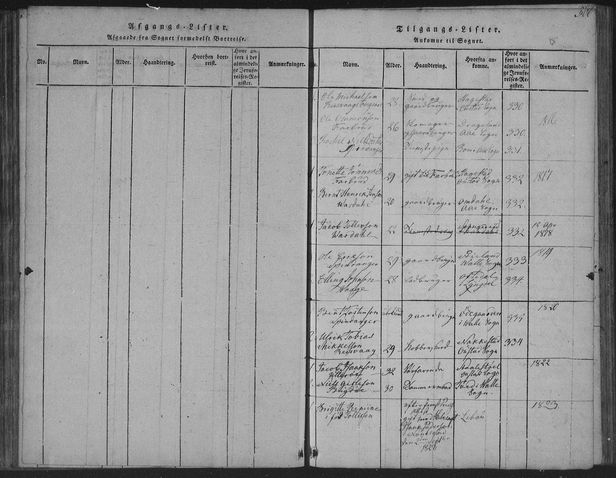 Herad sokneprestkontor, AV/SAK-1111-0018/F/Fa/Fab/L0002: Ministerialbok nr. A 2, 1816-1844, s. 306