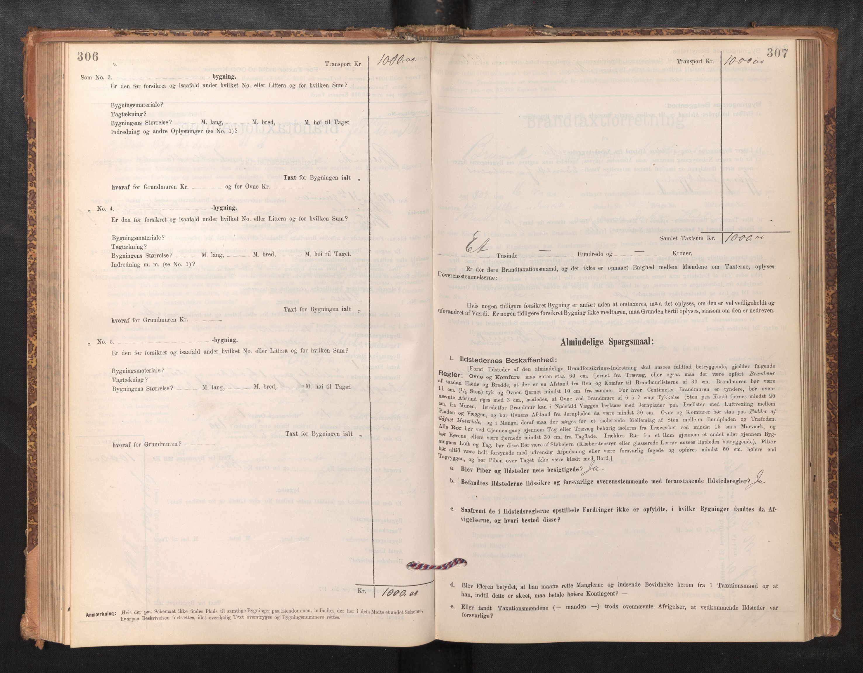 Lensmannen i Bruvik, SAB/A-31301/0012/L0006: Branntakstprotokoll, skjematakst, 1894-1906, s. 306-307
