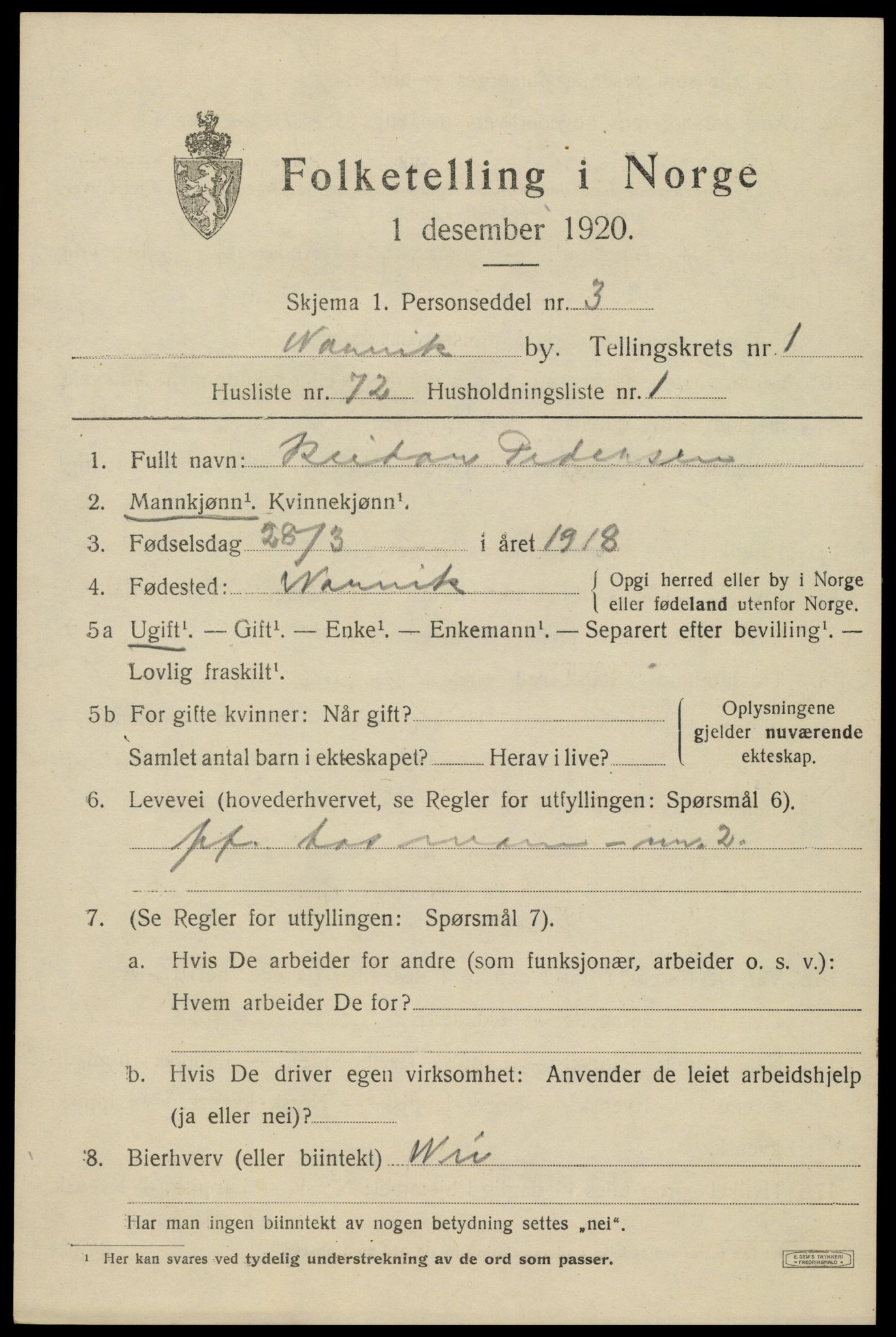 SAT, Folketelling 1920 for 1805 Narvik kjøpstad, 1920, s. 5190