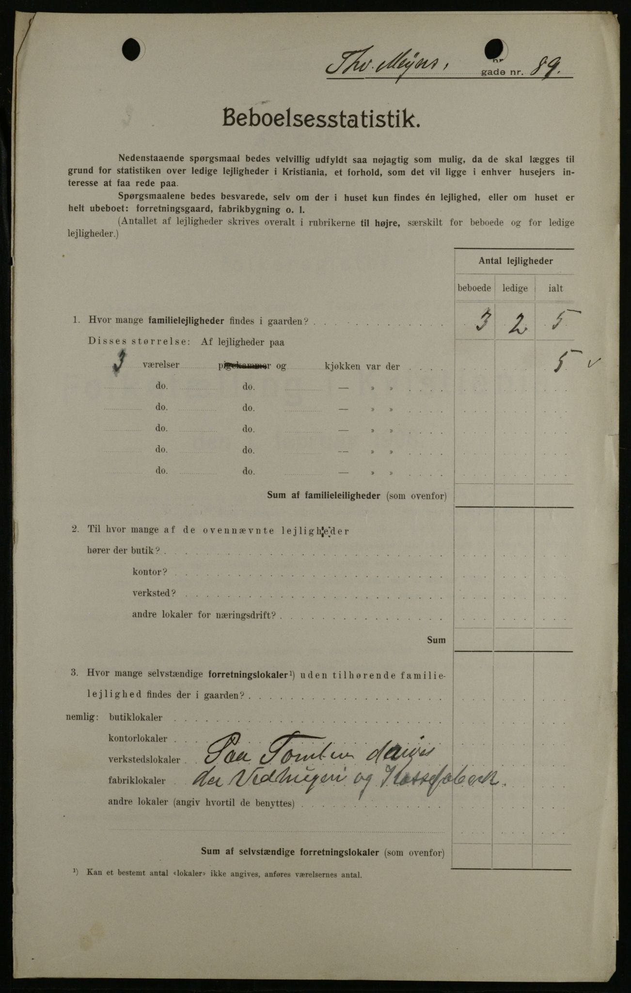 OBA, Kommunal folketelling 1.2.1908 for Kristiania kjøpstad, 1908, s. 100091