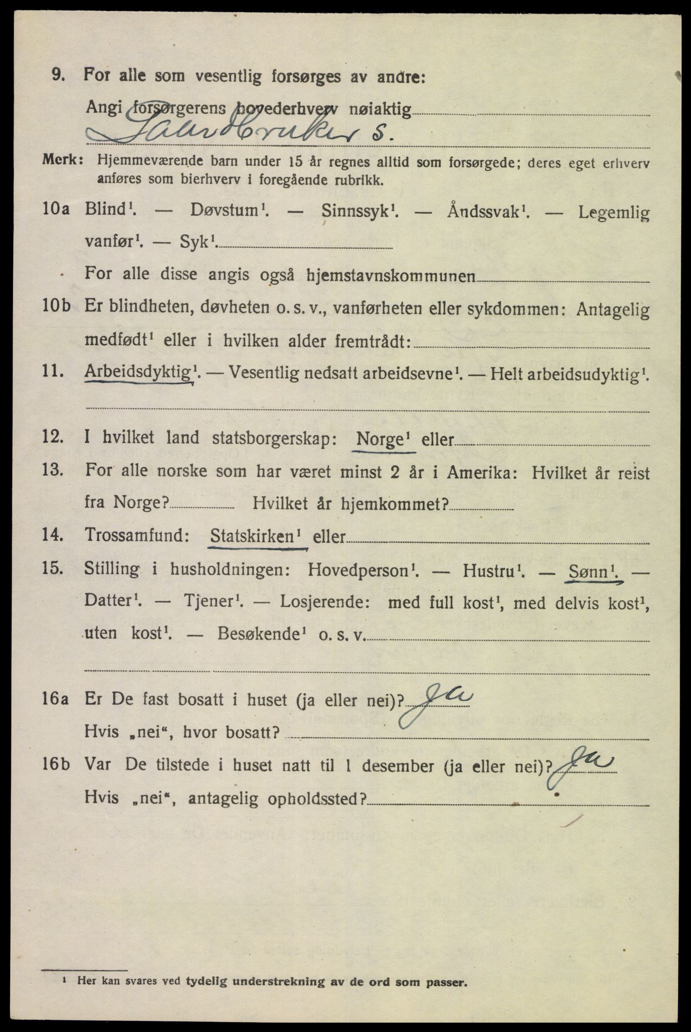 SAK, Folketelling 1920 for 1032 Lyngdal herred, 1920, s. 2316