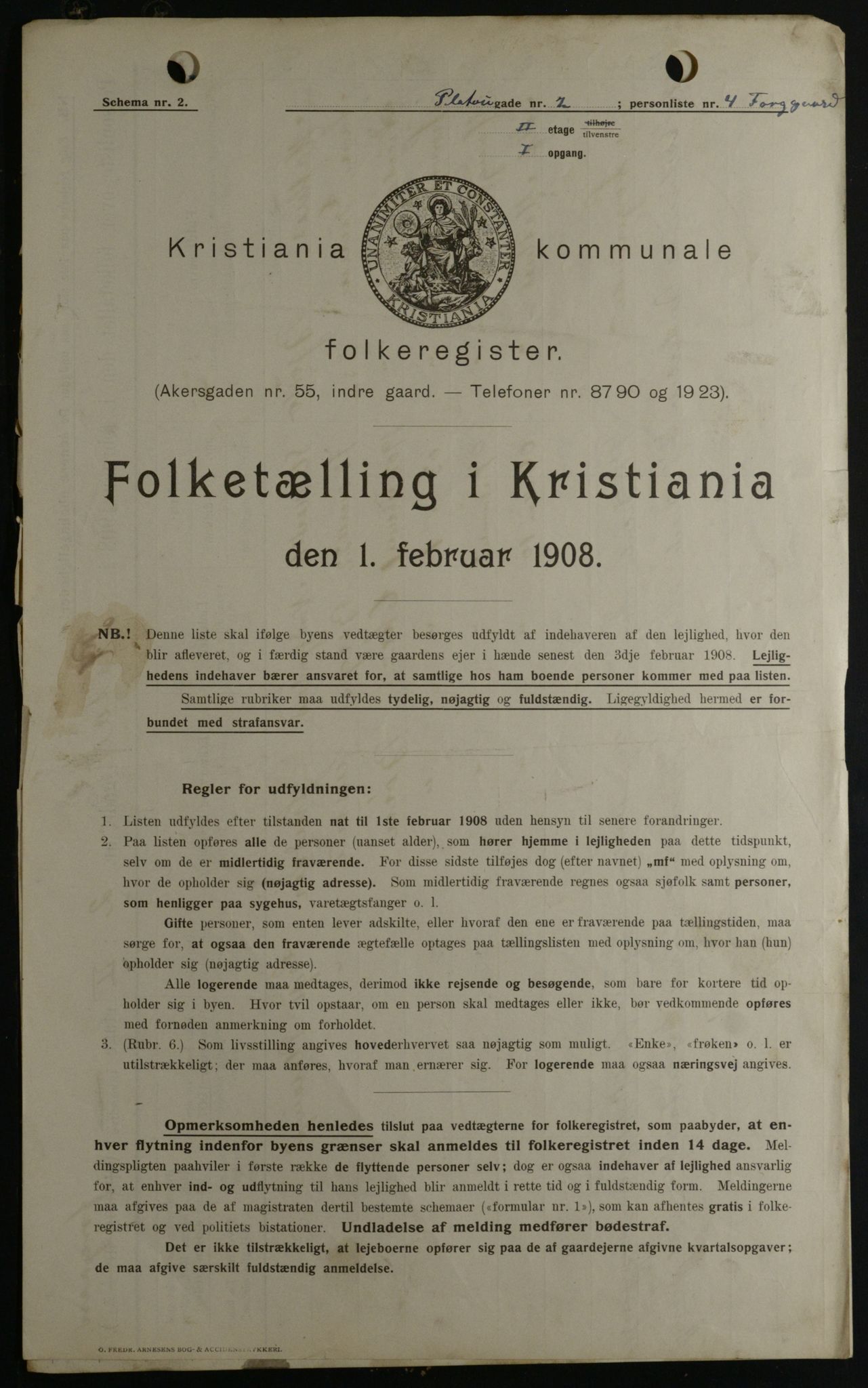 OBA, Kommunal folketelling 1.2.1908 for Kristiania kjøpstad, 1908, s. 71983