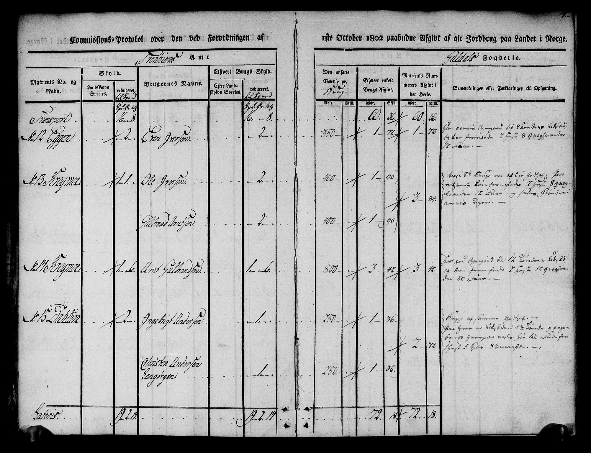 Rentekammeret inntil 1814, Realistisk ordnet avdeling, AV/RA-EA-4070/N/Ne/Nea/L0136a: Orkdal og Gauldal fogderi. Kommisjonsprotokoll for Gauldalen, 1803, s. 8