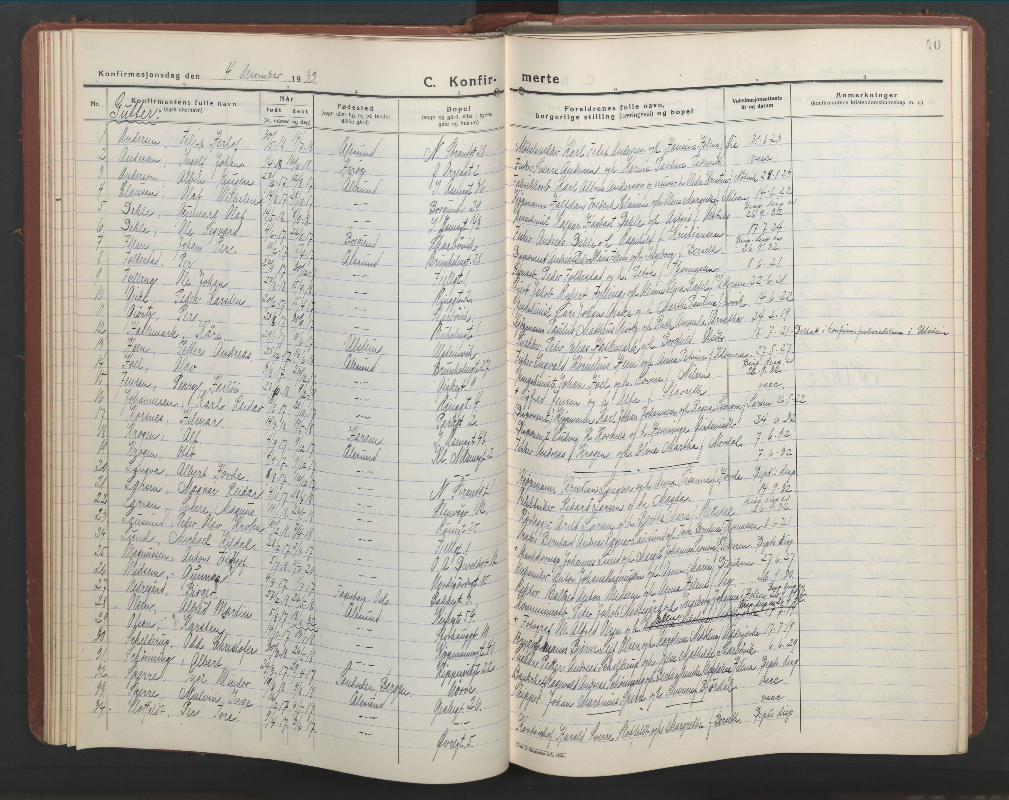 Ministerialprotokoller, klokkerbøker og fødselsregistre - Møre og Romsdal, AV/SAT-A-1454/529/L0477: Klokkerbok nr. 529C14, 1934-1949, s. 40