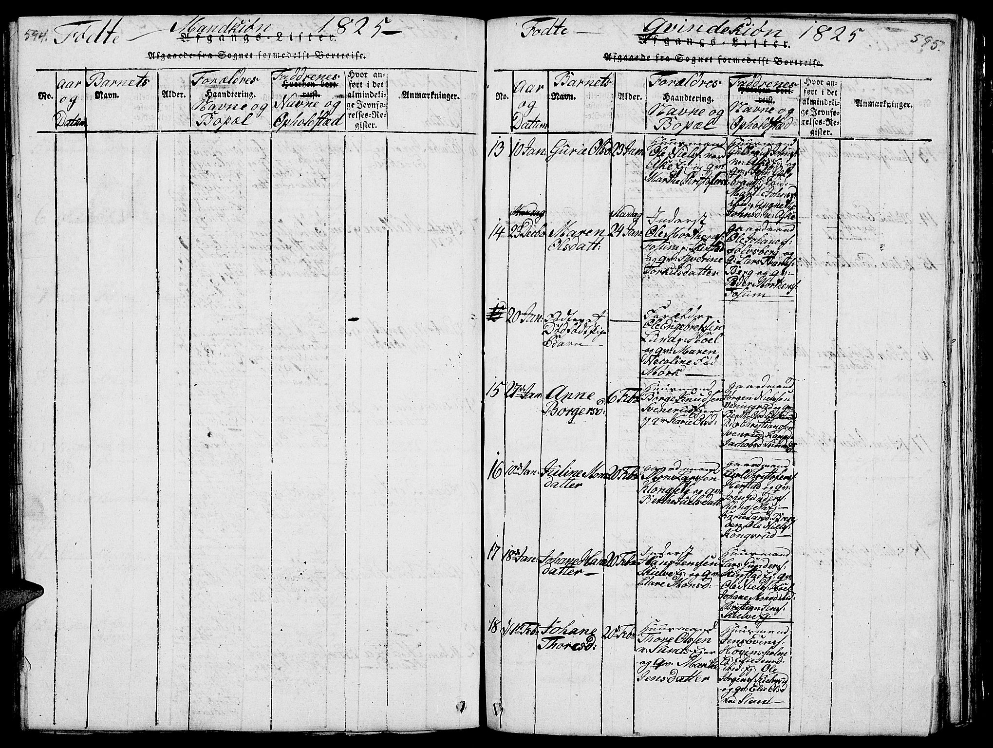 Nes prestekontor, Hedmark, AV/SAH-PREST-020/L/La/L0003: Klokkerbok nr. 3, 1814-1831, s. 594-595