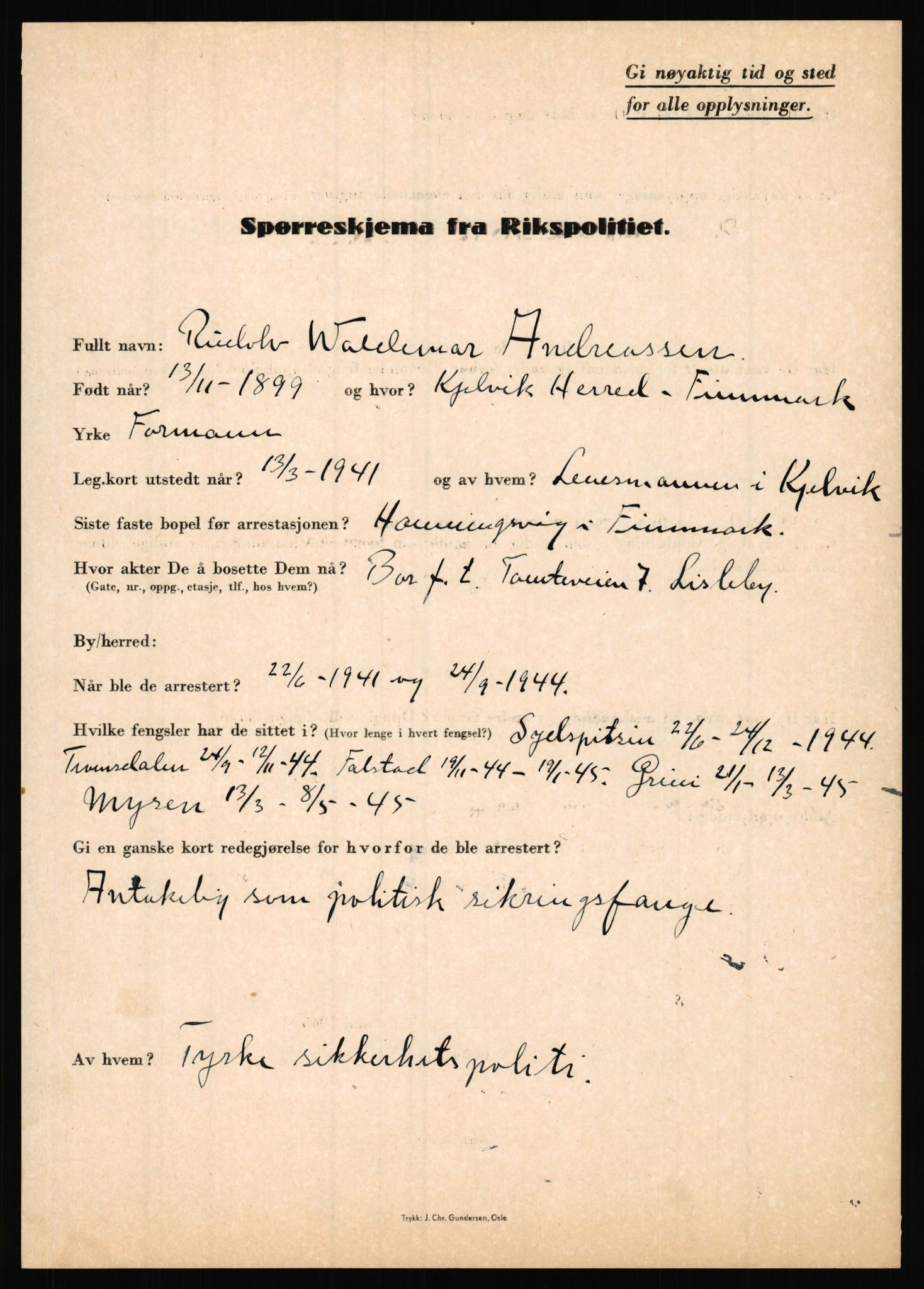 Rikspolitisjefen, AV/RA-S-1560/L/L0001: Abelseth, Rudolf - Berentsen, Odd, 1940-1945, s. 671