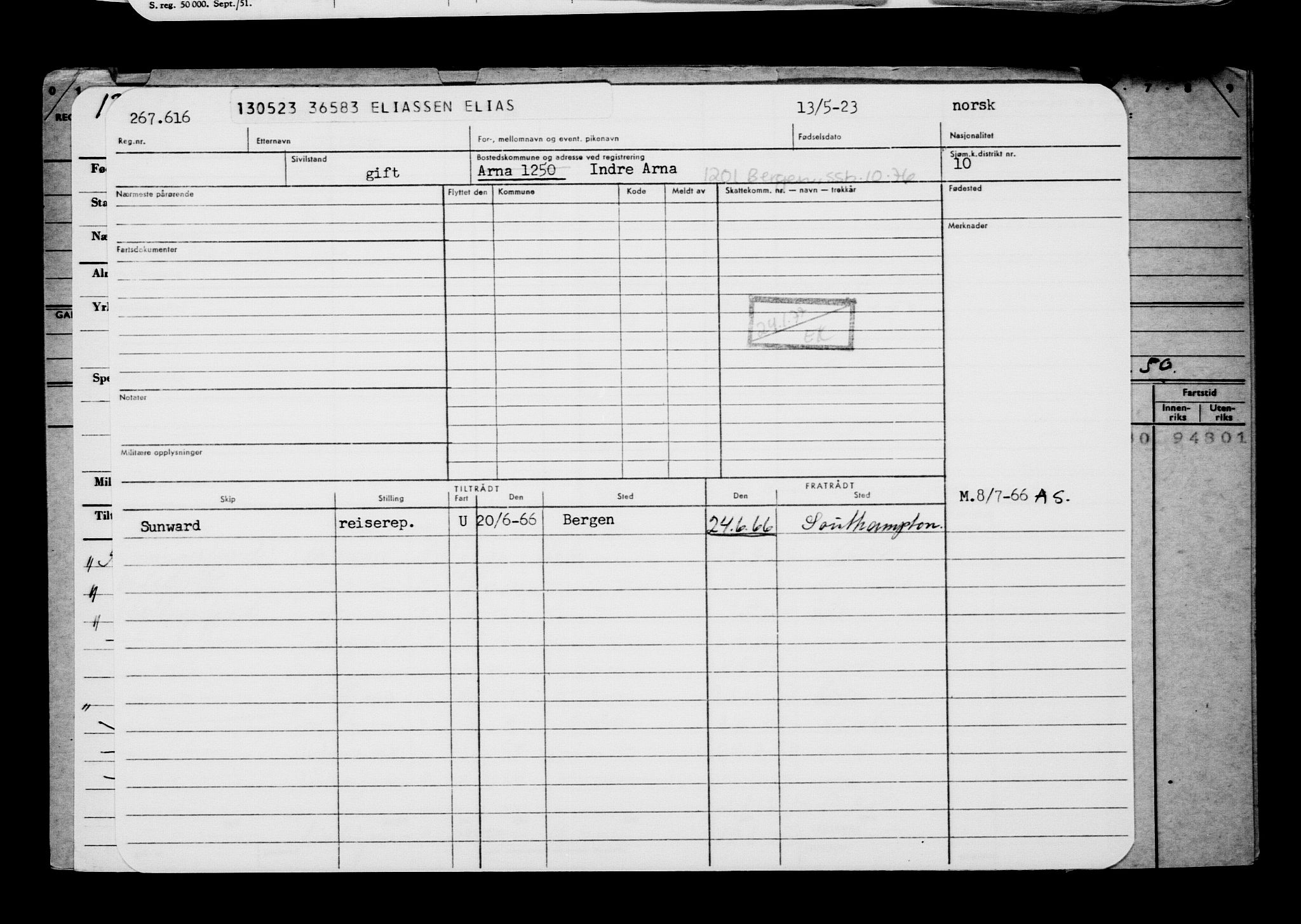 Direktoratet for sjømenn, AV/RA-S-3545/G/Gb/L0219: Hovedkort, 1923, s. 59