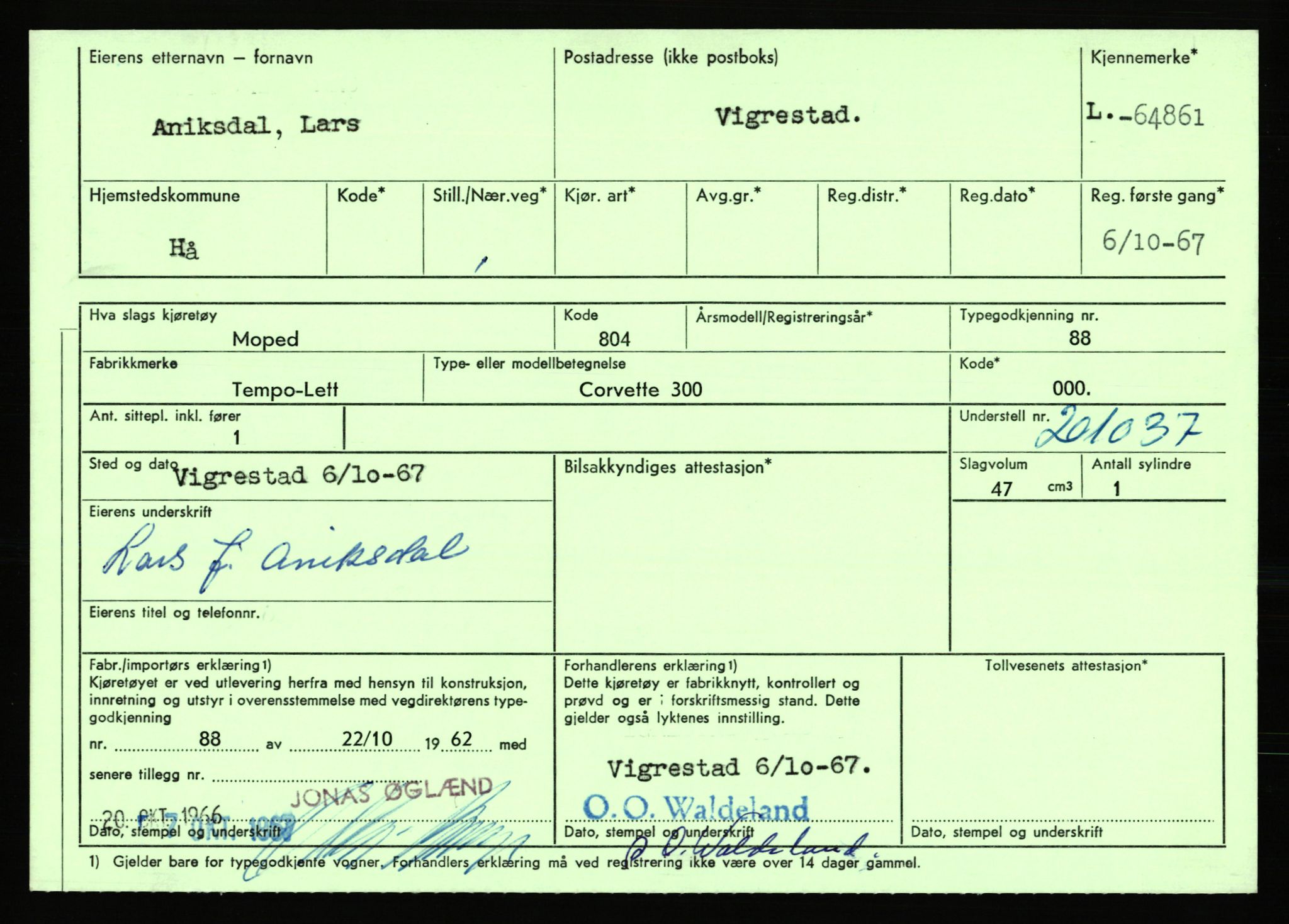 Stavanger trafikkstasjon, AV/SAST-A-101942/0/F/L0064: L-63800 - L-65399, 1930-1971, s. 1964