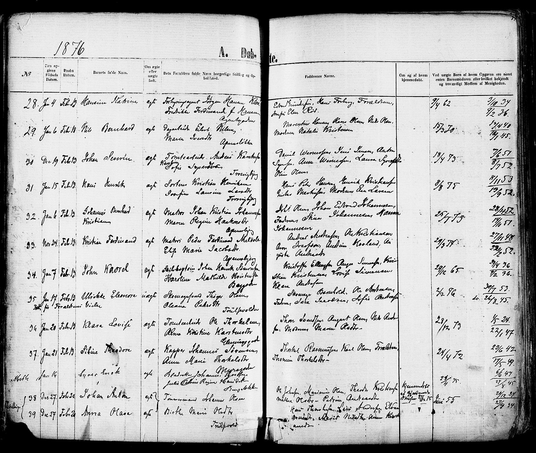 Fredrikstad domkirkes prestekontor Kirkebøker, AV/SAO-A-10906/F/Fa/L0001: Ministerialbok nr. 1, 1871-1878, s. 83
