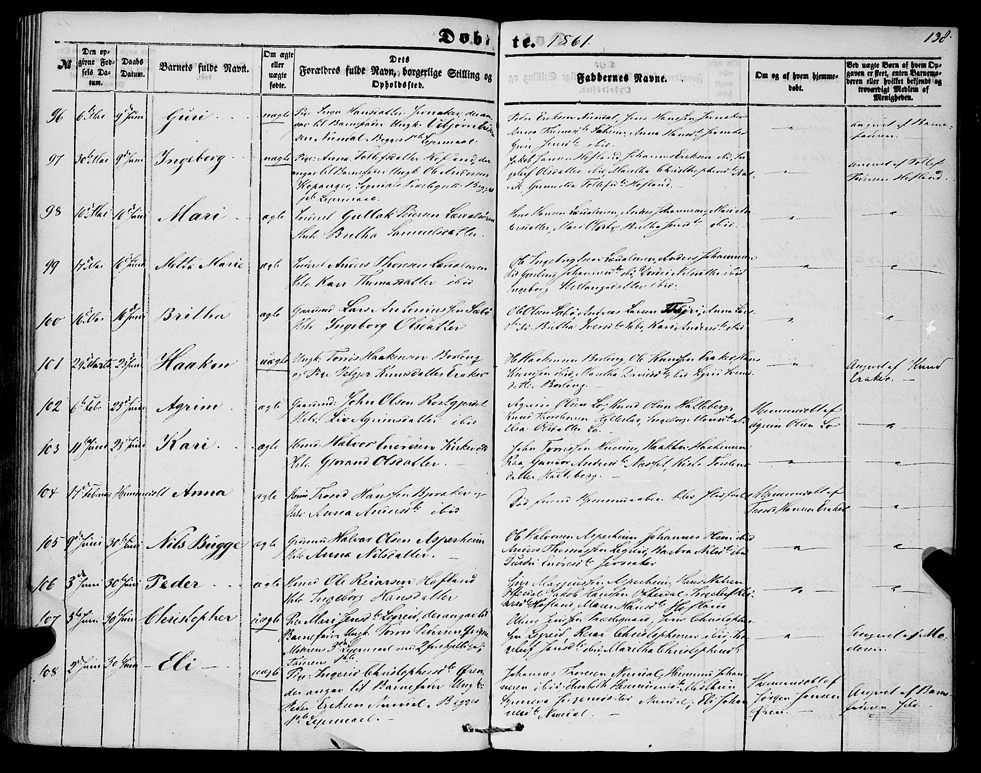 Lærdal sokneprestembete, AV/SAB-A-81201: Ministerialbok nr. A 11, 1850-1866, s. 138