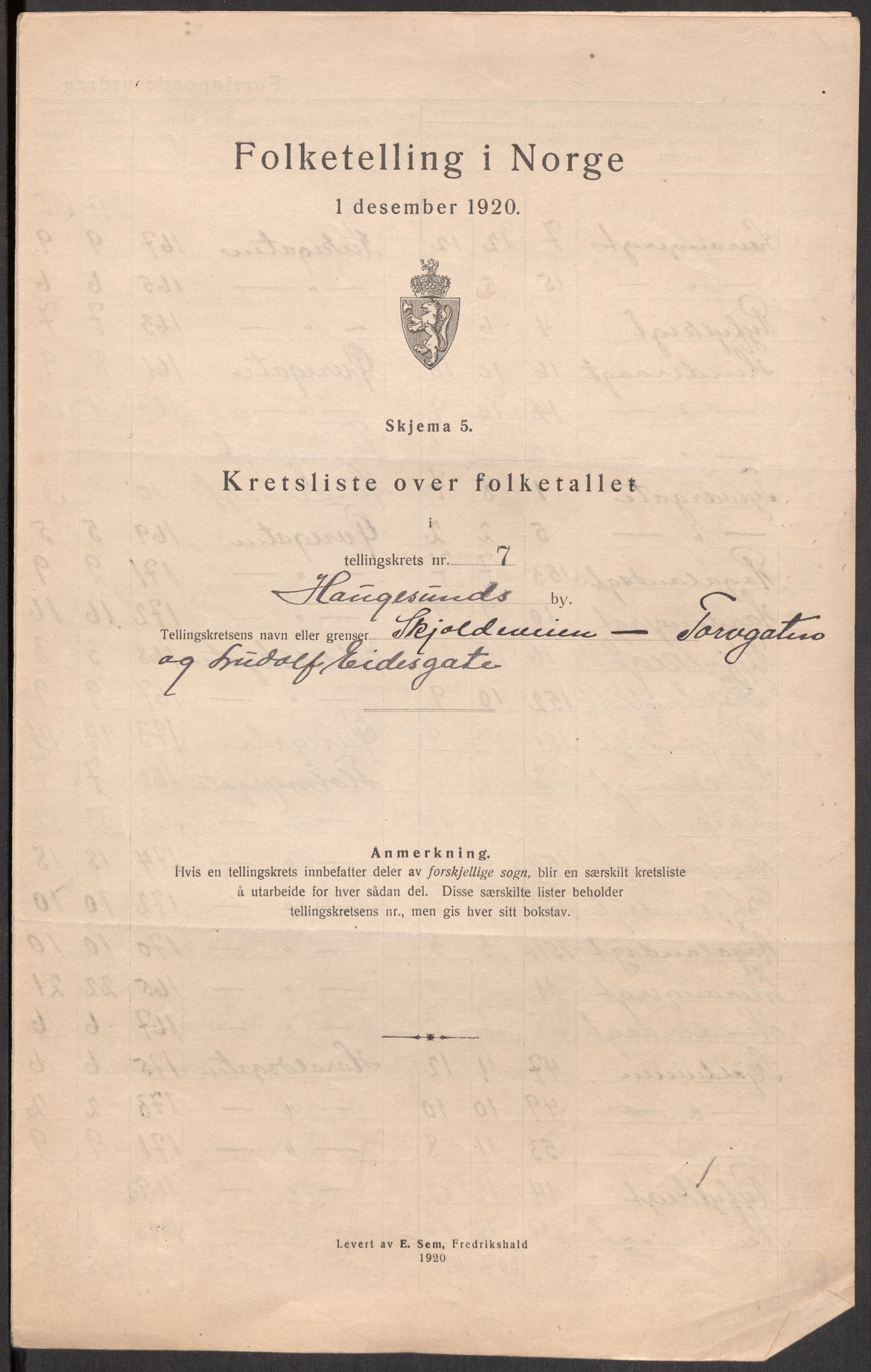 SAST, Folketelling 1920 for 1106 Haugesund kjøpstad, 1920, s. 33