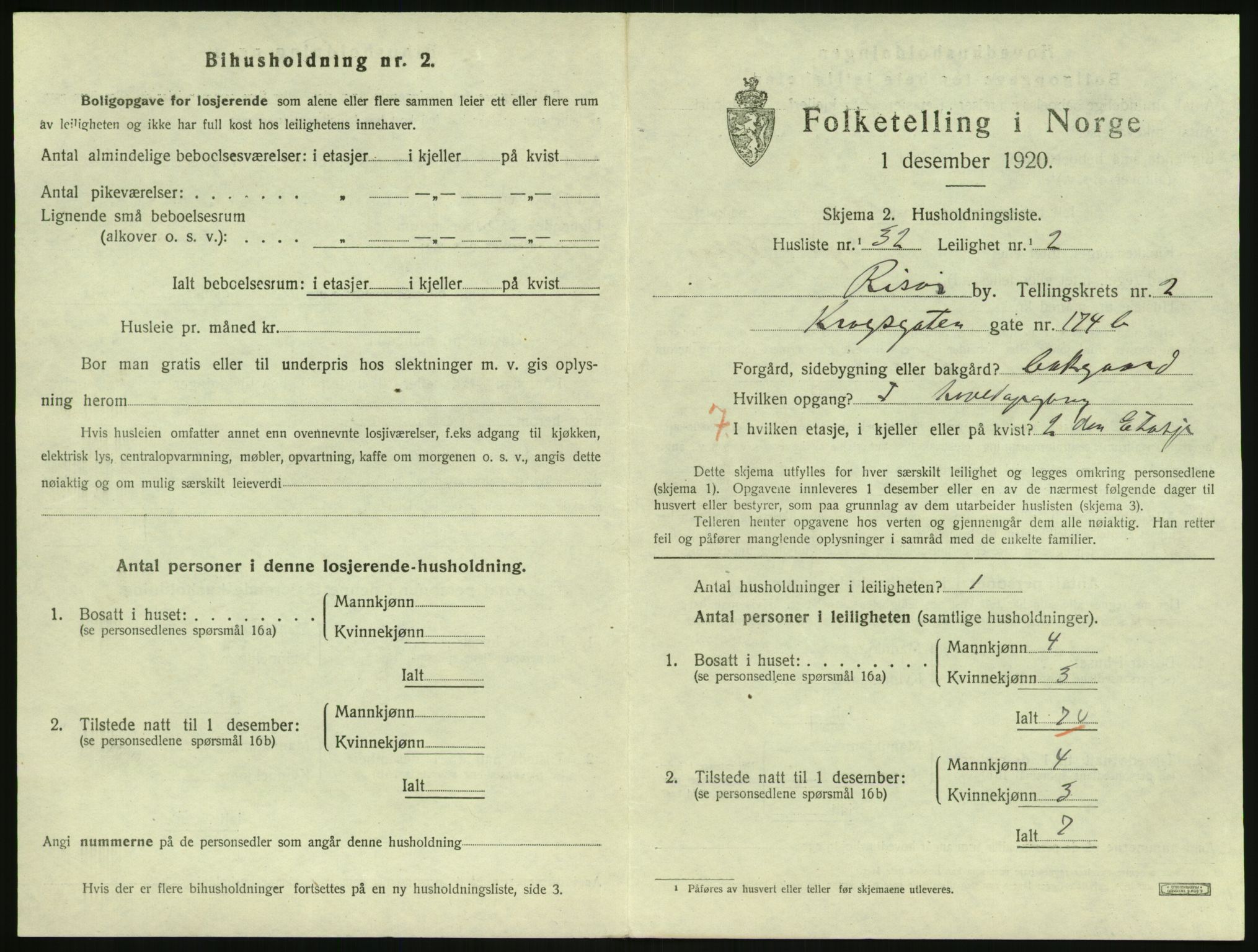SAK, Folketelling 1920 for 0901 Risør kjøpstad, 1920, s. 2031