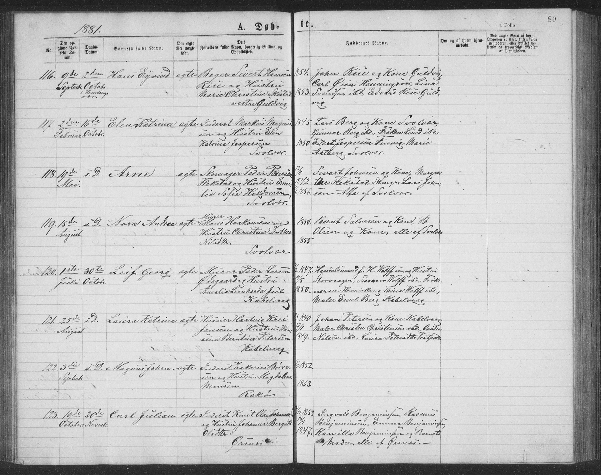 Ministerialprotokoller, klokkerbøker og fødselsregistre - Nordland, AV/SAT-A-1459/874/L1075: Klokkerbok nr. 874C04, 1876-1883, s. 80