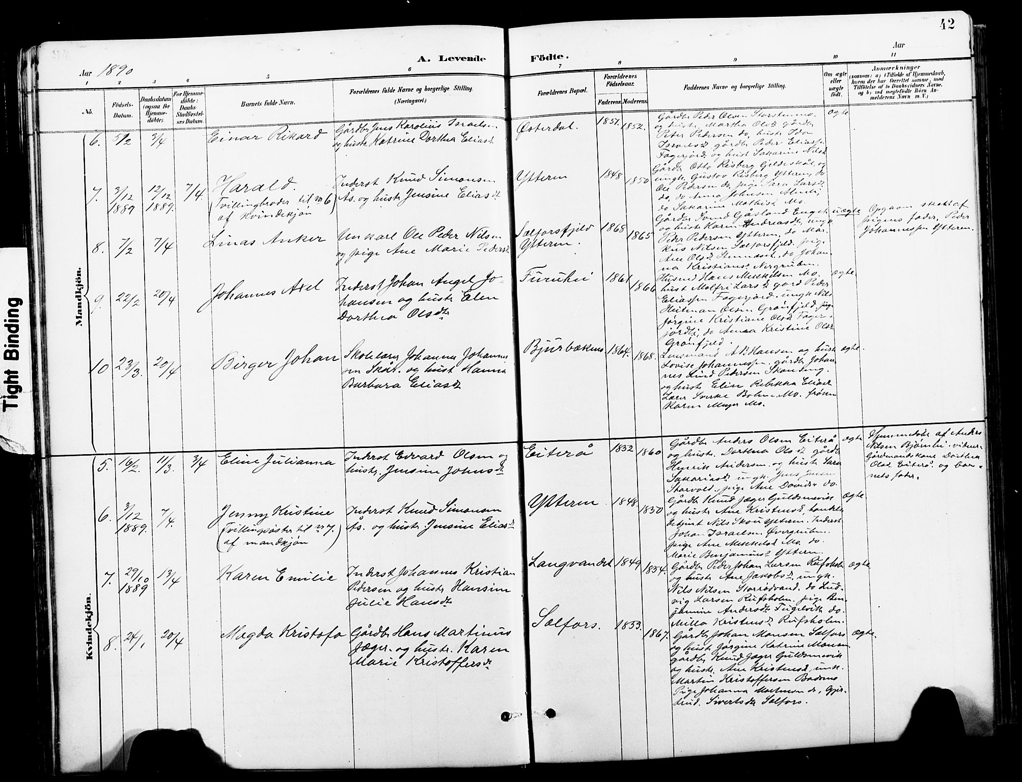 Ministerialprotokoller, klokkerbøker og fødselsregistre - Nordland, SAT/A-1459/827/L0421: Klokkerbok nr. 827C10, 1887-1906, s. 42
