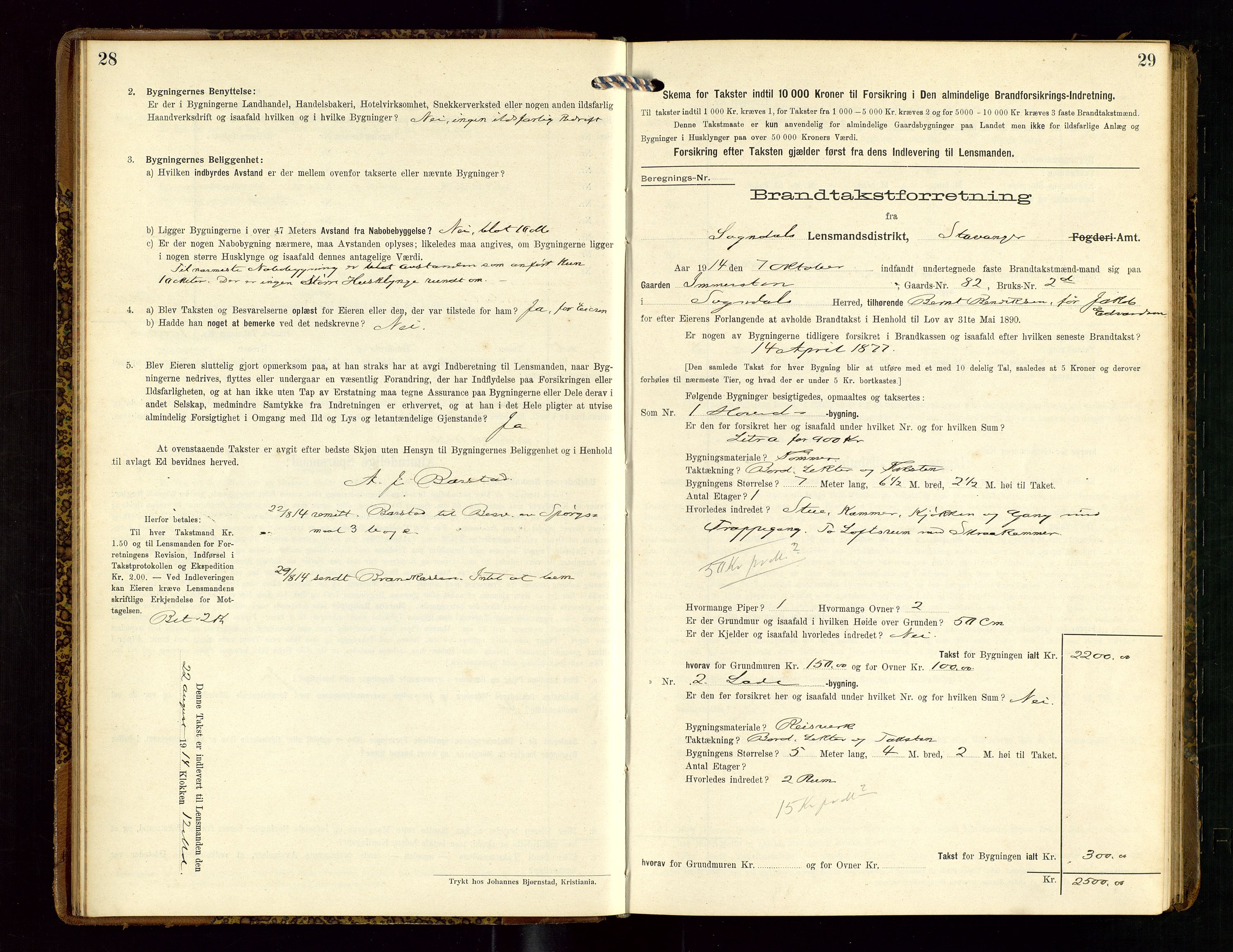 Sokndal lensmannskontor, AV/SAST-A-100417/Gob/L0003: "Brandtakst-Protokol", 1914-1917, s. 28-29