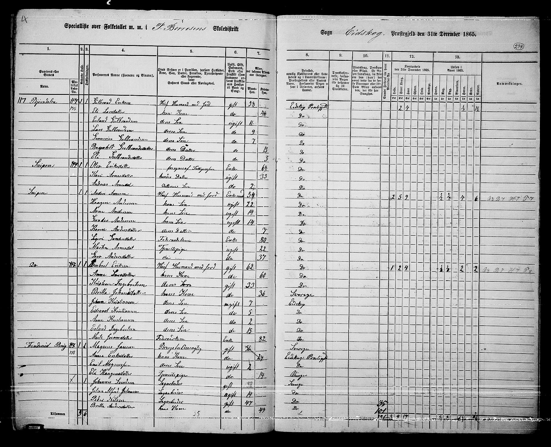 RA, Folketelling 1865 for 0420P Eidskog prestegjeld, 1865, s. 269