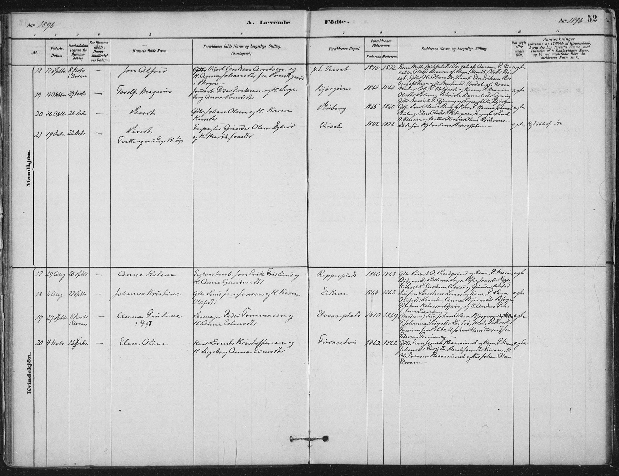 Ministerialprotokoller, klokkerbøker og fødselsregistre - Nord-Trøndelag, AV/SAT-A-1458/710/L0095: Ministerialbok nr. 710A01, 1880-1914, s. 52