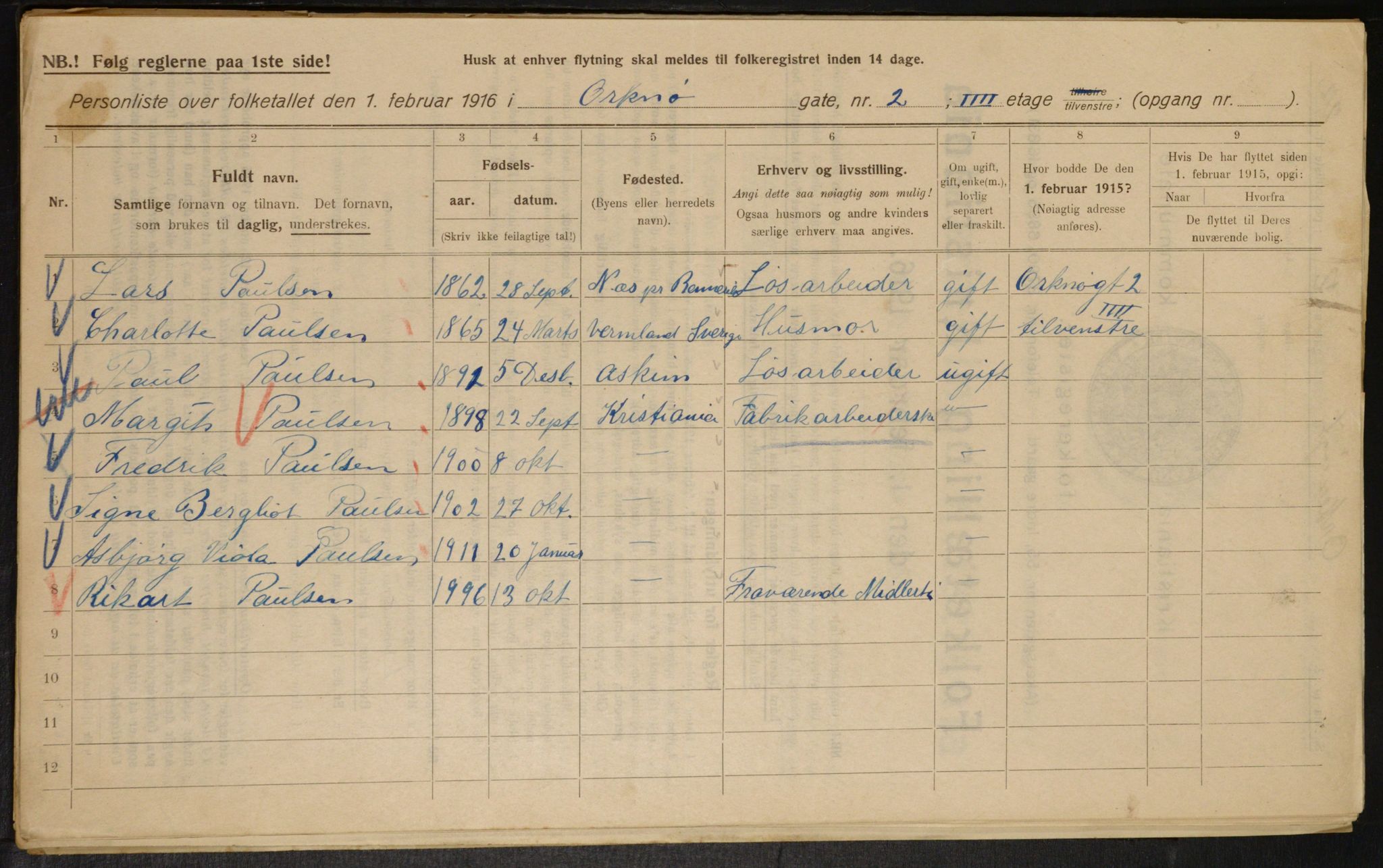 OBA, Kommunal folketelling 1.2.1916 for Kristiania, 1916, s. 77809