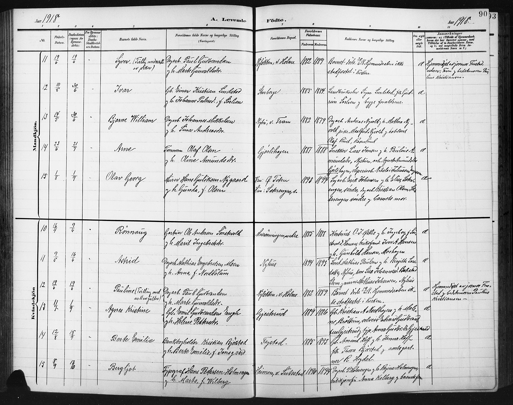 Fåberg prestekontor, AV/SAH-PREST-086/H/Ha/Hab/L0012: Klokkerbok nr. 12, 1903-1924, s. 90