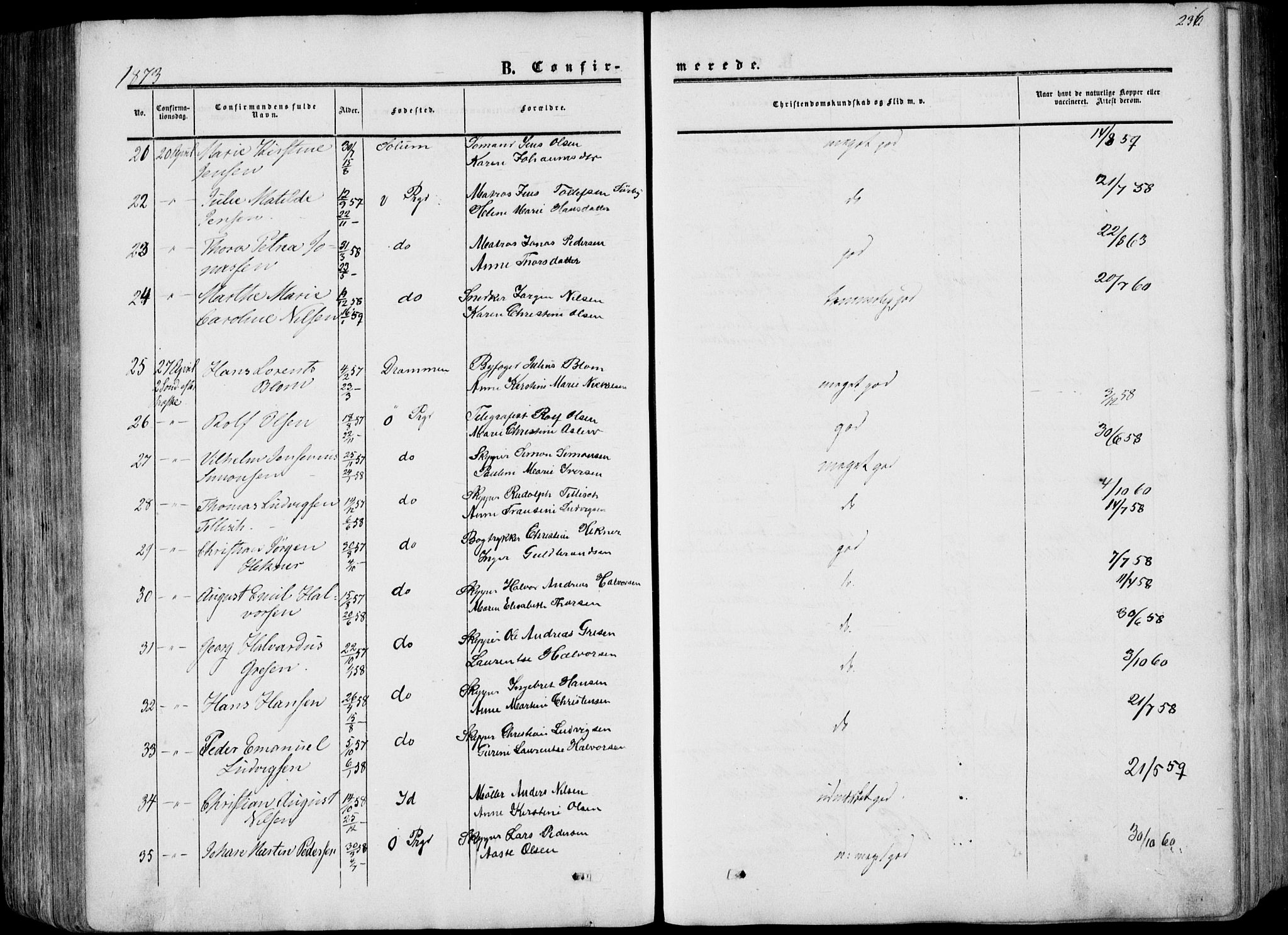 Porsgrunn kirkebøker , AV/SAKO-A-104/F/Fa/L0007: Ministerialbok nr. 7, 1858-1877, s. 236