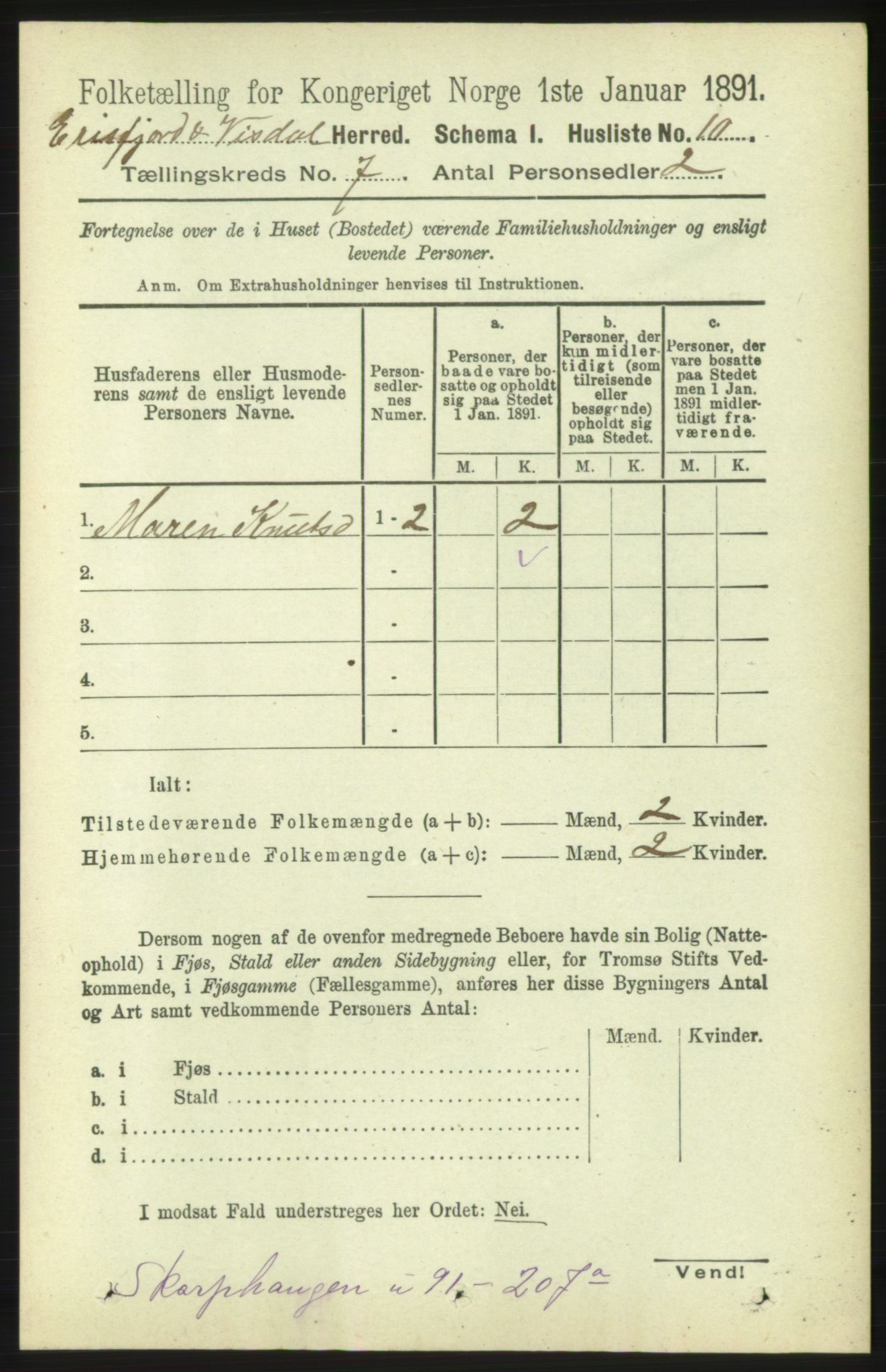 RA, Folketelling 1891 for 1542 Eresfjord og Vistdal herred, 1891, s. 1924