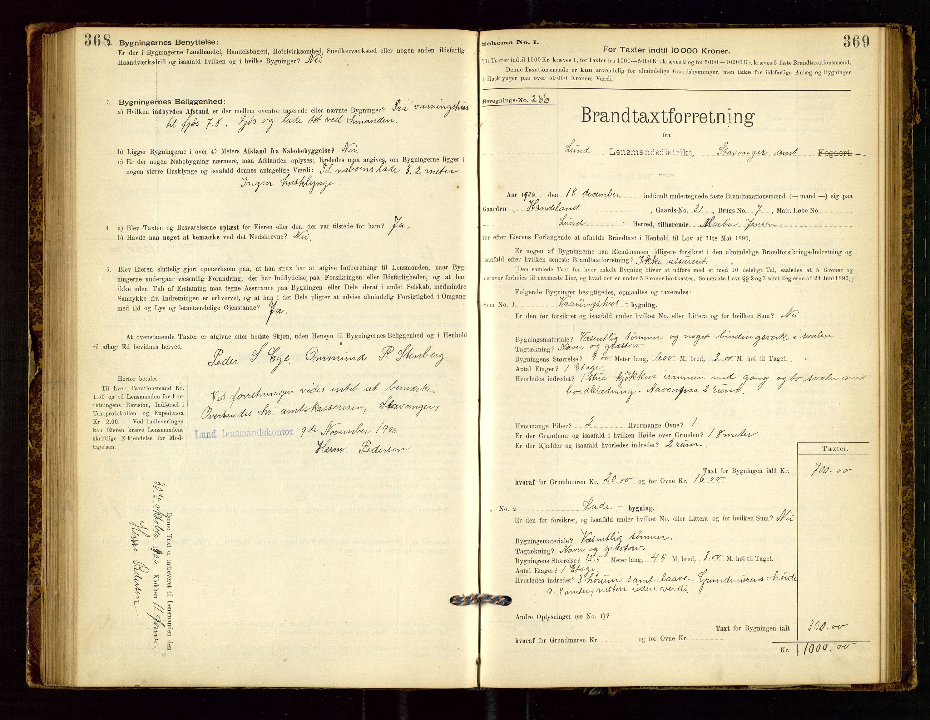 Lund lensmannskontor, AV/SAST-A-100303/Gob/L0001: "Brandtakstprotokol", 1894-1907, s. 368-369