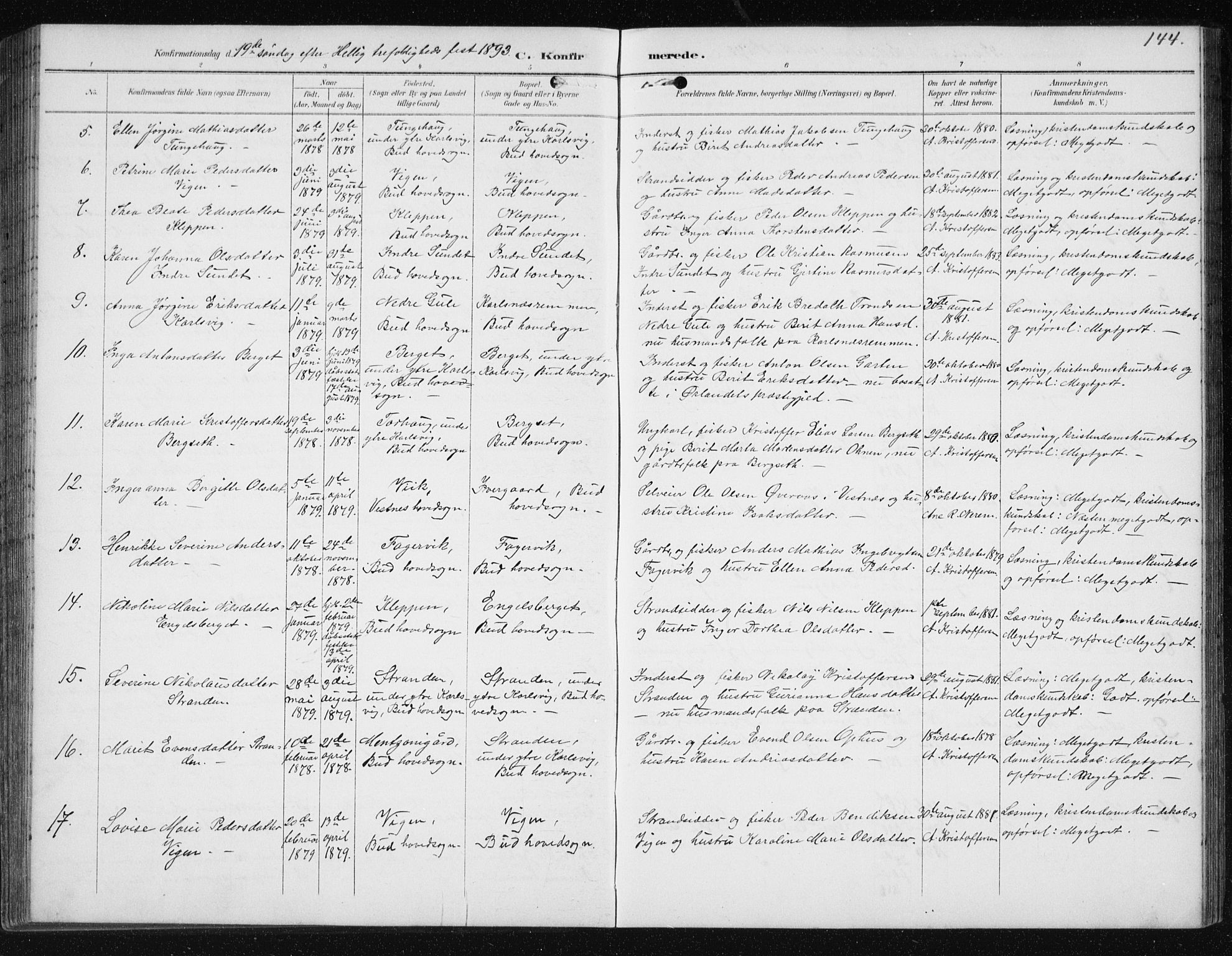 Ministerialprotokoller, klokkerbøker og fødselsregistre - Møre og Romsdal, AV/SAT-A-1454/566/L0773: Klokkerbok nr. 566C02, 1892-1909, s. 144