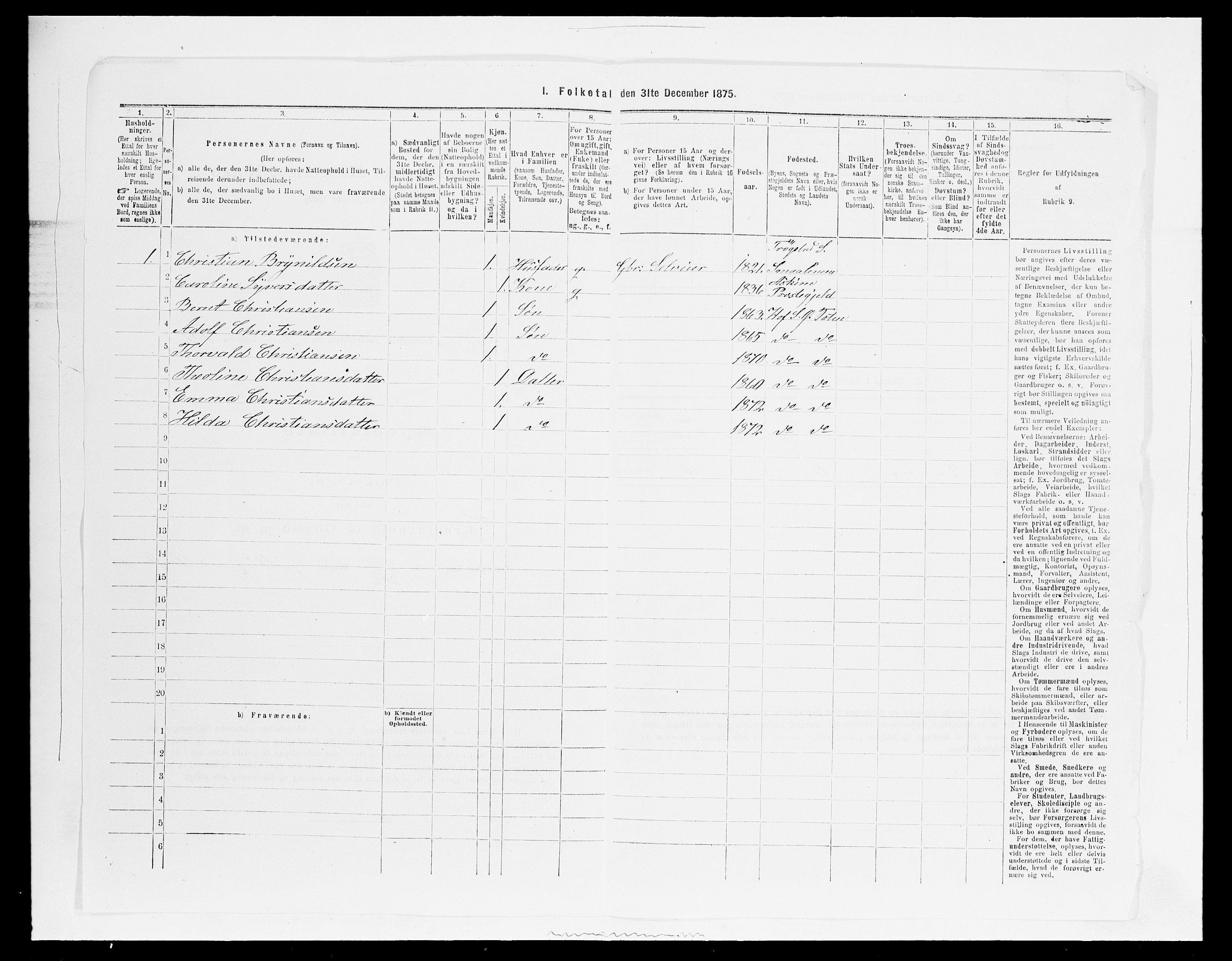 SAH, Folketelling 1875 for 0528P Østre Toten prestegjeld, 1875, s. 1816