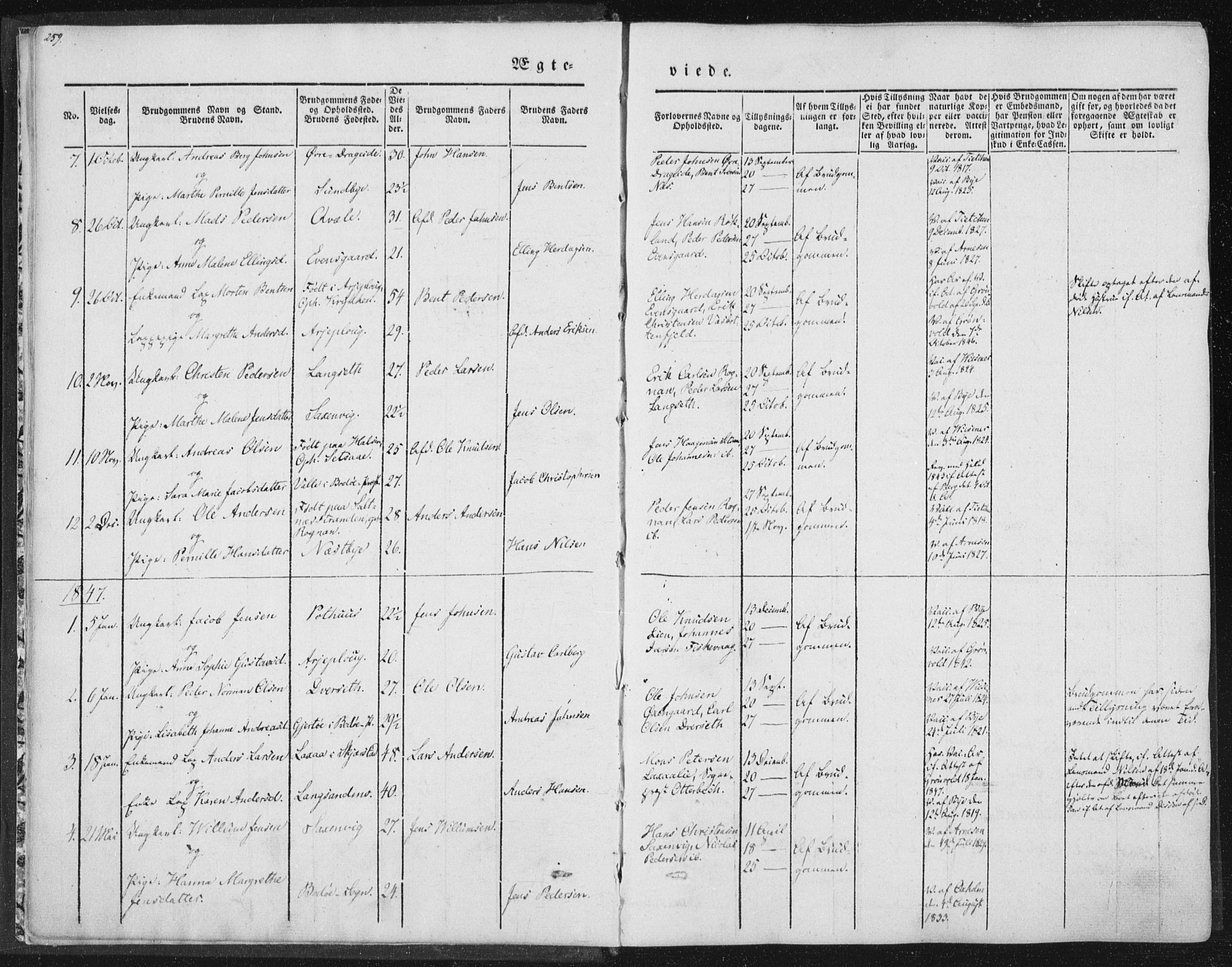 Ministerialprotokoller, klokkerbøker og fødselsregistre - Nordland, SAT/A-1459/847/L0667: Ministerialbok nr. 847A07, 1842-1871, s. 259