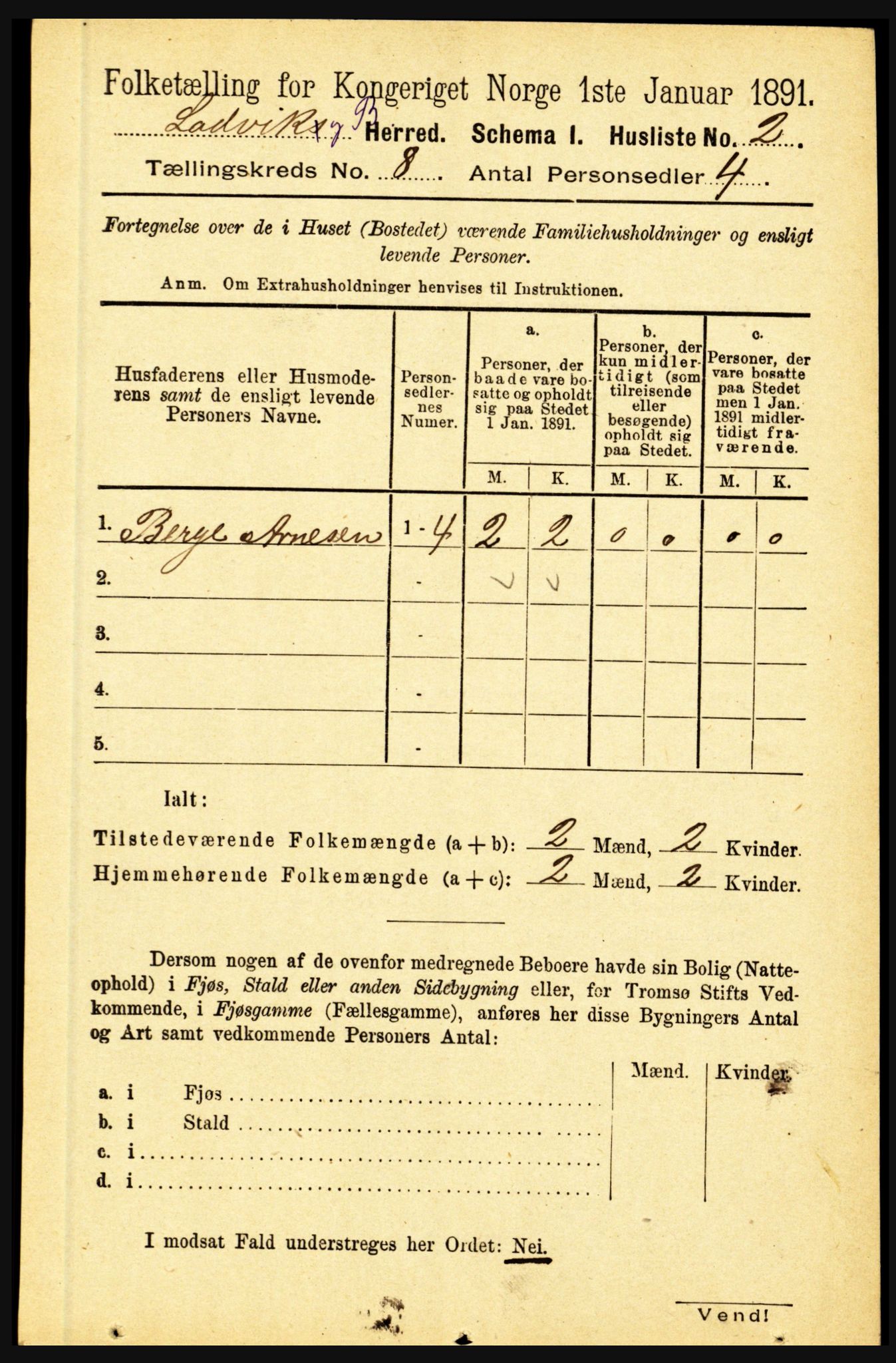 RA, Folketelling 1891 for 1415 Lavik og Brekke herred, 1891, s. 1464