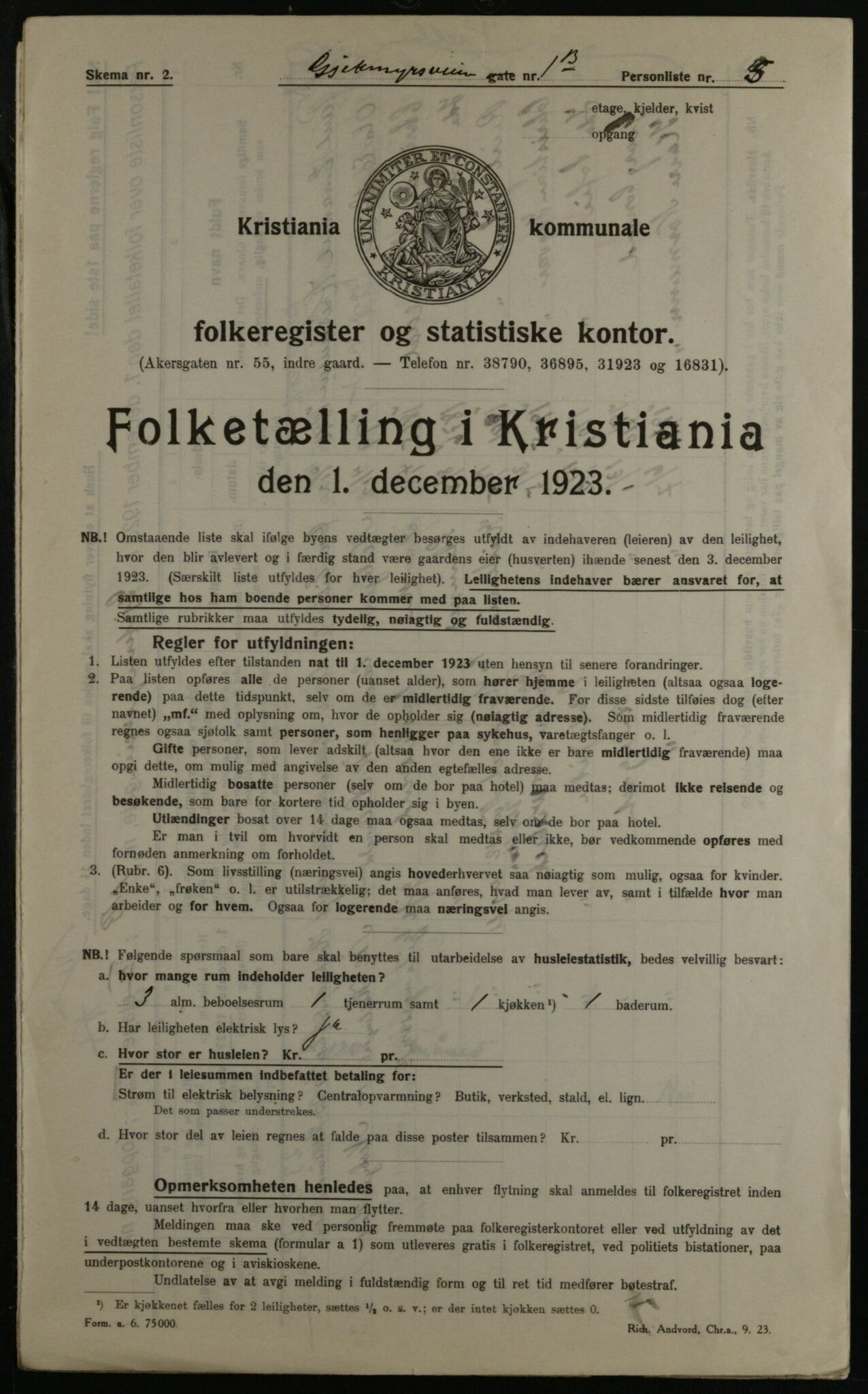 OBA, Kommunal folketelling 1.12.1923 for Kristiania, 1923, s. 32338