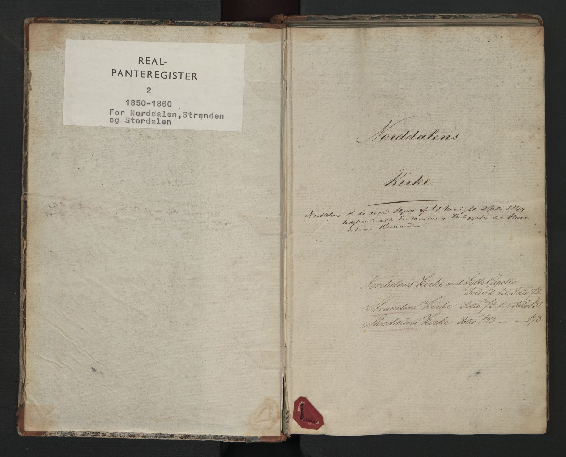 Nordre Sunnmøre sorenskriveri, SAT/A-0006/1/2/2A/L0044: Panteregister nr. 44, 1850-1860, s. 1