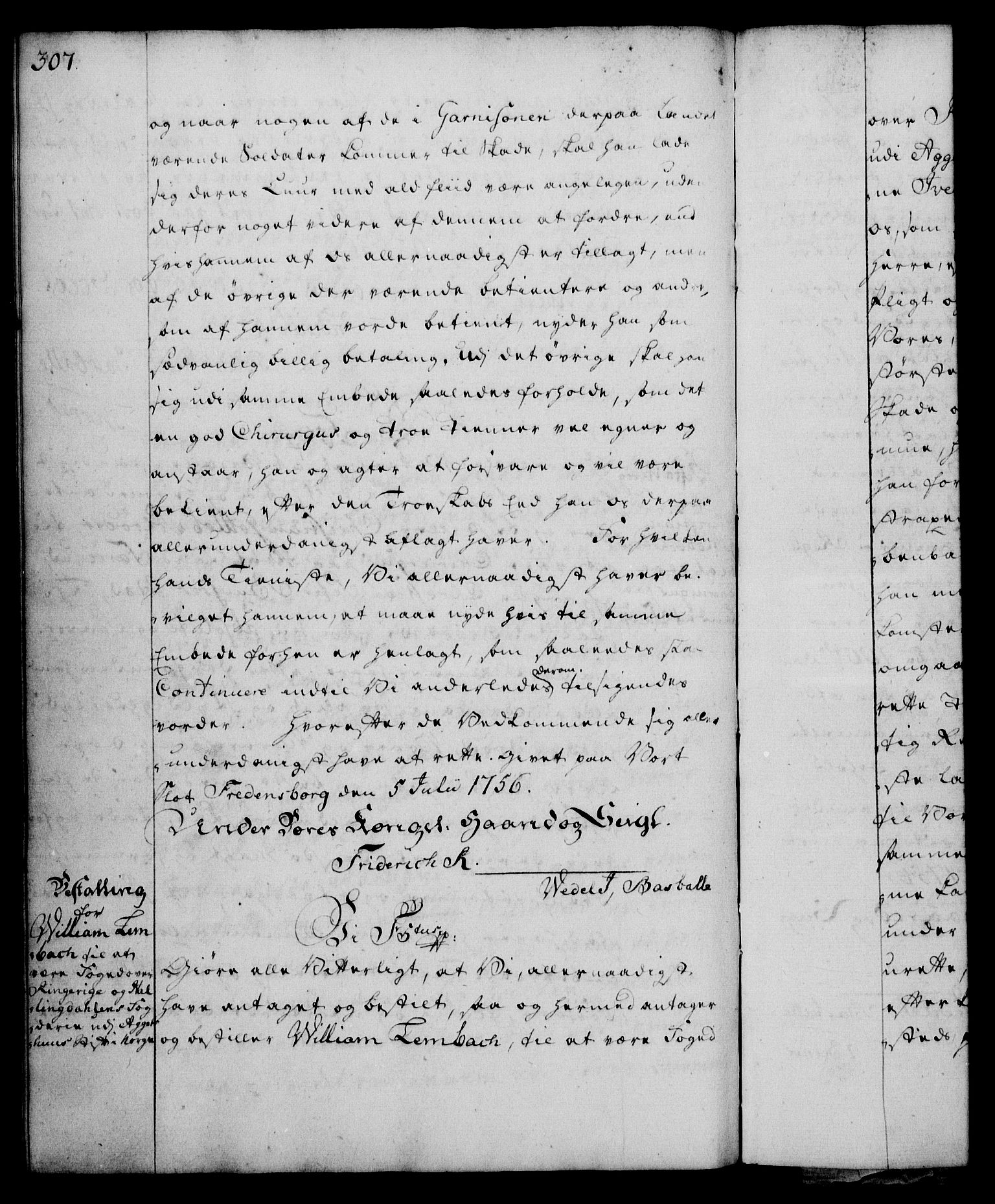 Rentekammeret, Kammerkanselliet, RA/EA-3111/G/Gg/Gge/L0003: Norsk bestallingsprotokoll med register (merket RK 53.27), 1745-1761, s. 307