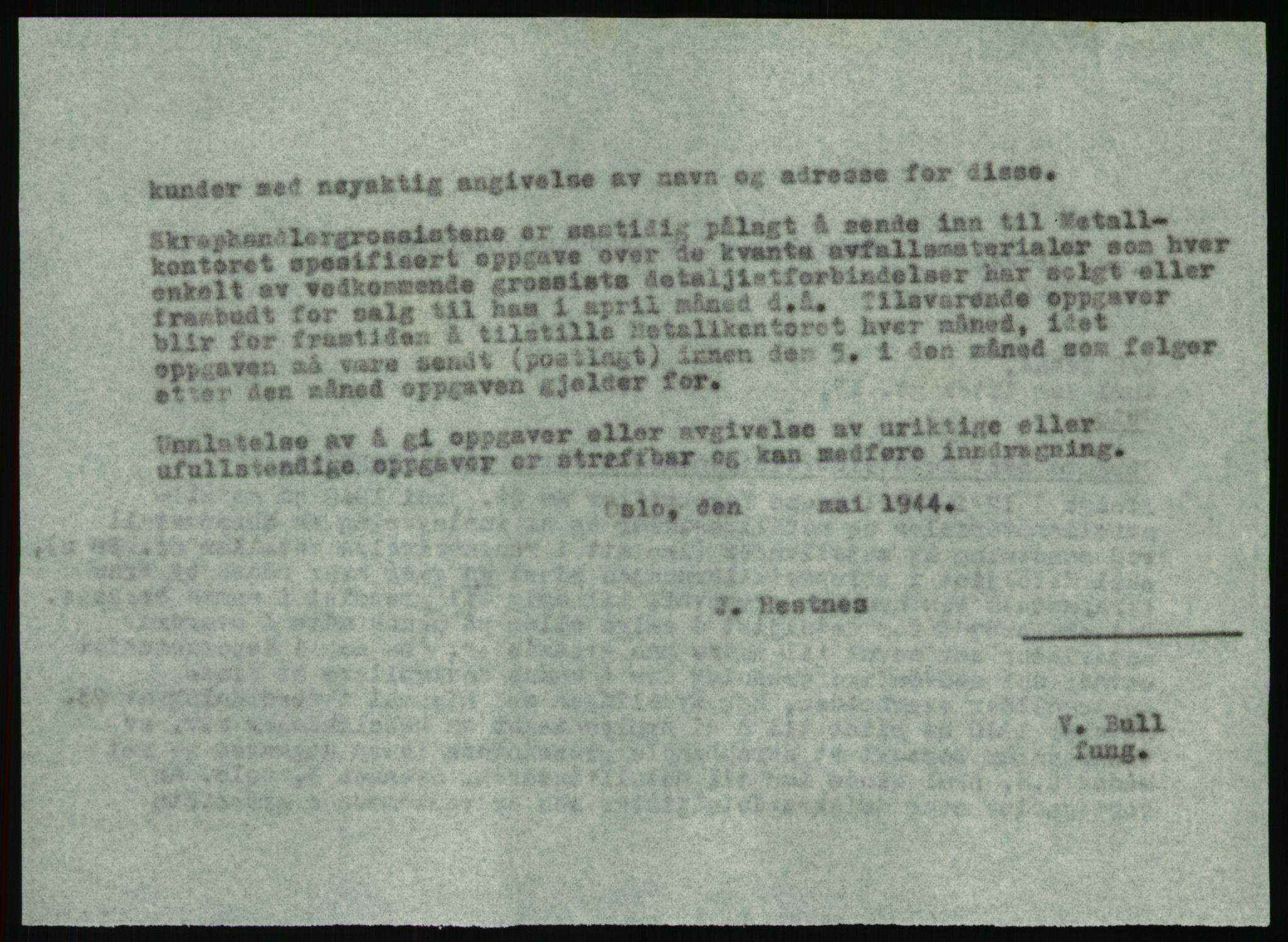 Direktoratet for industriforsyning, Sekretariatet, AV/RA-S-4153/D/Df/L0054: 9. Metallkontoret, 1940-1945, s. 1810