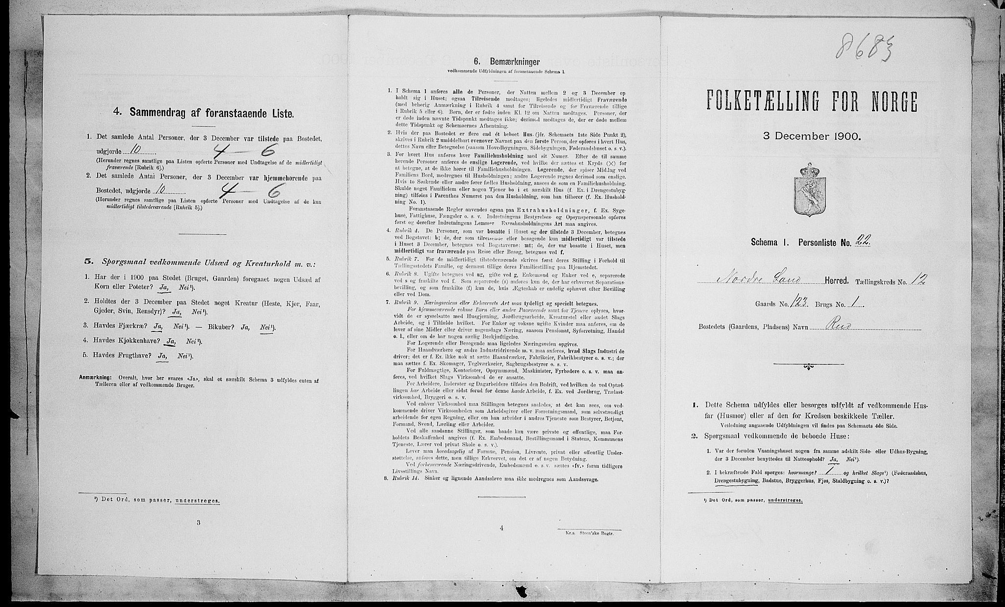 SAH, Folketelling 1900 for 0538 Nordre Land herred, 1900, s. 1513