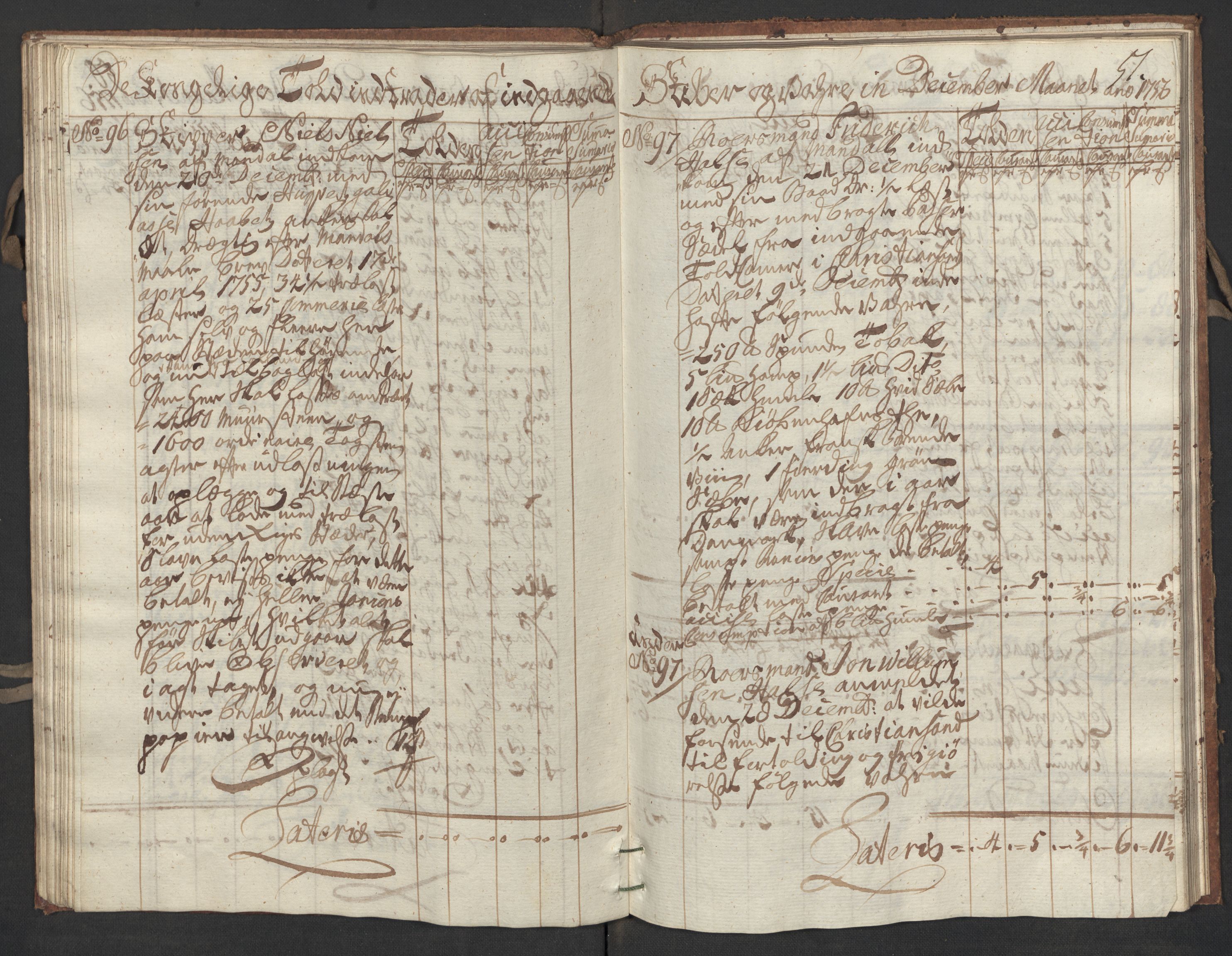 Generaltollkammeret, tollregnskaper, AV/RA-EA-5490/R17/L0017/0001: Tollregnskaper Mandal / Inngående kontratollbok, 1756, s. 50b-51a