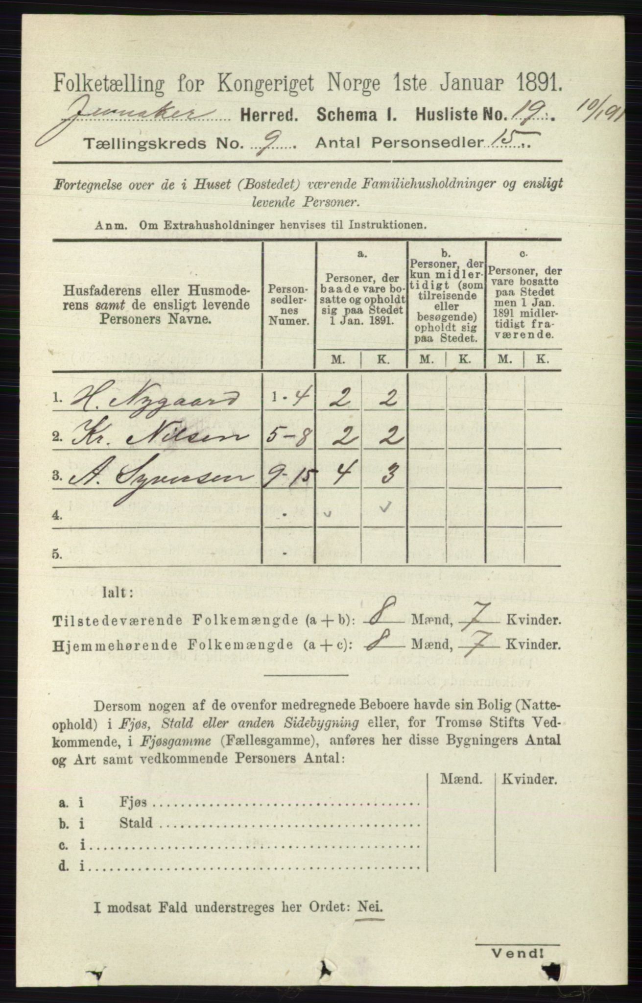 RA, Folketelling 1891 for 0532 Jevnaker herred, 1891, s. 4894