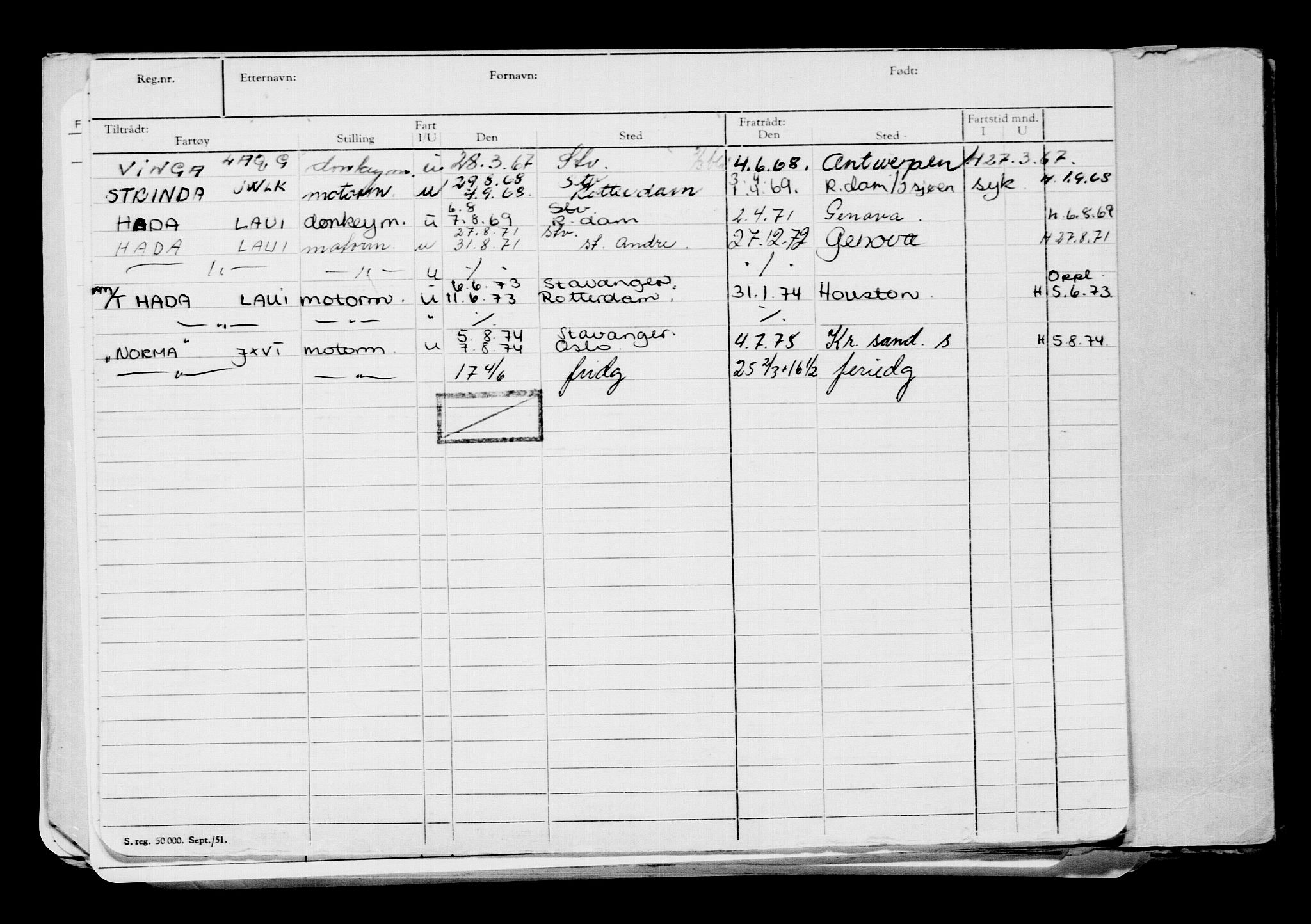 Direktoratet for sjømenn, AV/RA-S-3545/G/Gb/L0164: Hovedkort, 1918, s. 71