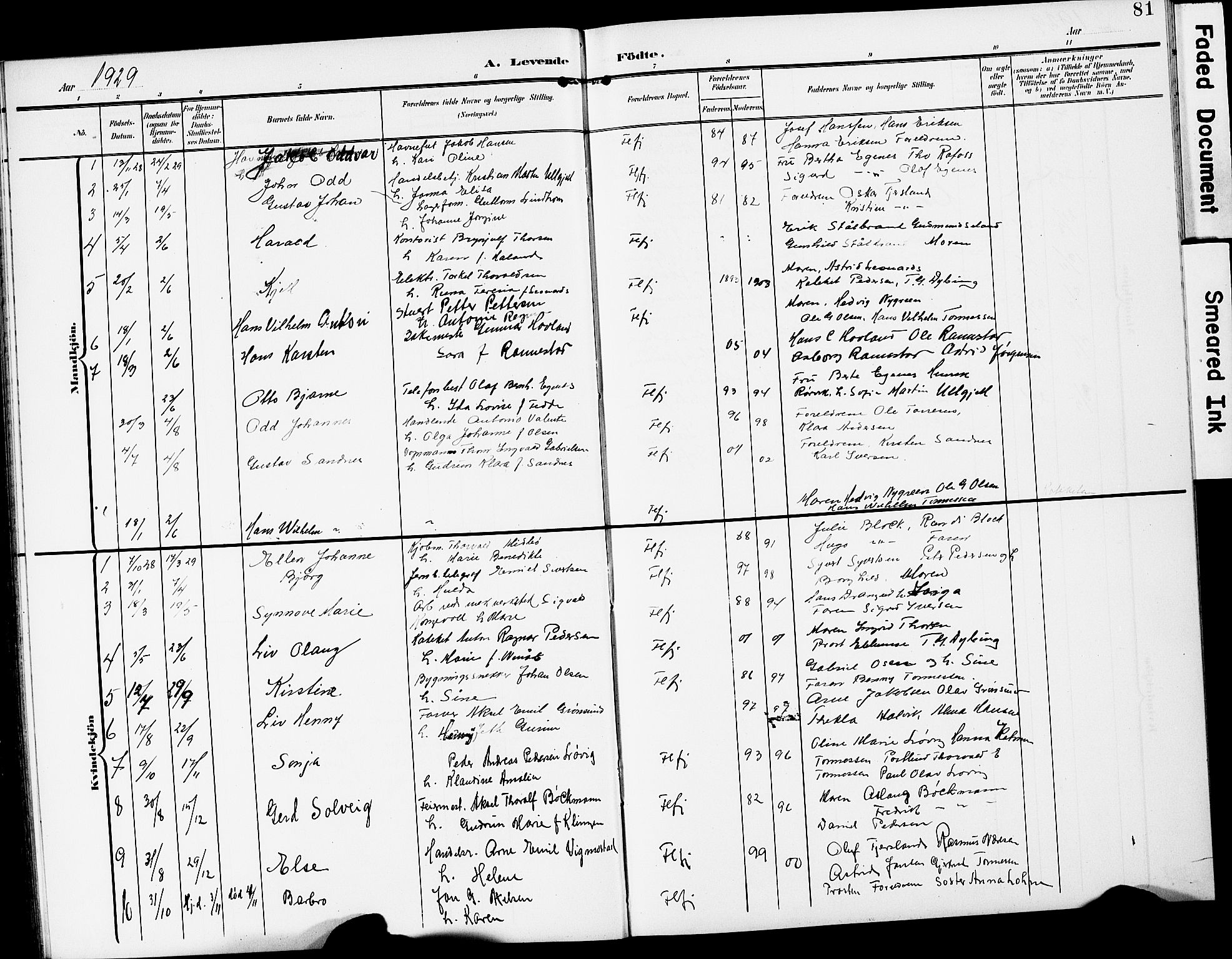 Flekkefjord sokneprestkontor, AV/SAK-1111-0012/F/Fb/Fba/L0001: Klokkerbok nr. B 1, 1903-1931, s. 81