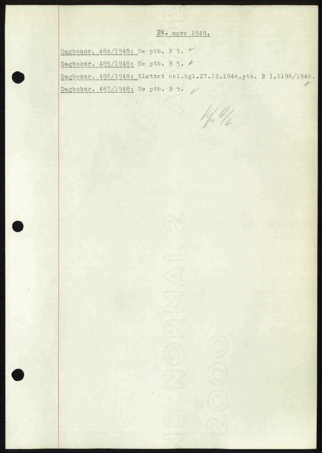 Nedenes sorenskriveri, SAK/1221-0006/G/Gb/Gba/L0059: Pantebok nr. A11, 1948-1948, Dagboknr: 484/1948