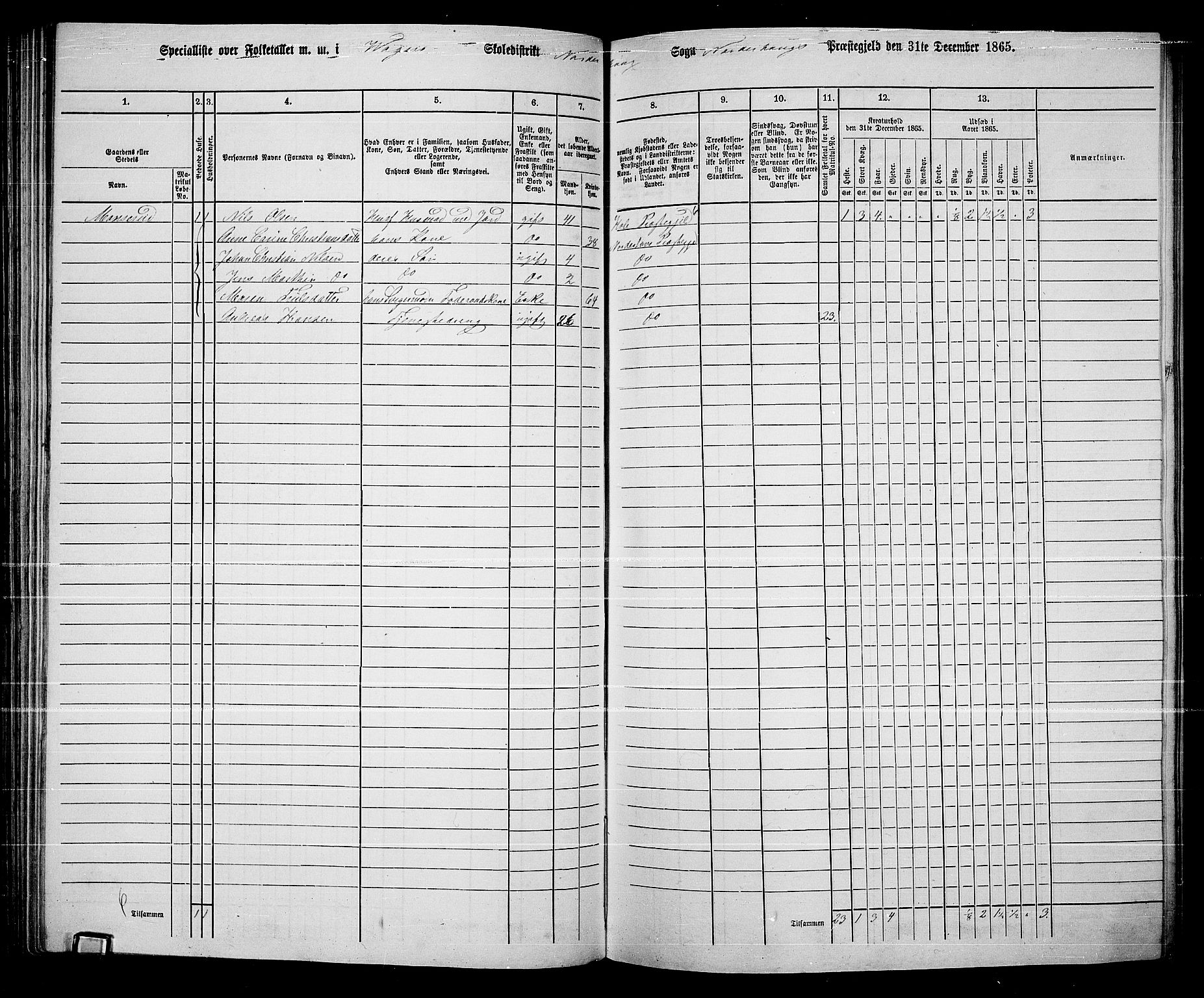 RA, Folketelling 1865 for 0613L Norderhov prestegjeld, Norderhov sokn, Haug sokn og Lunder sokn, 1865, s. 112