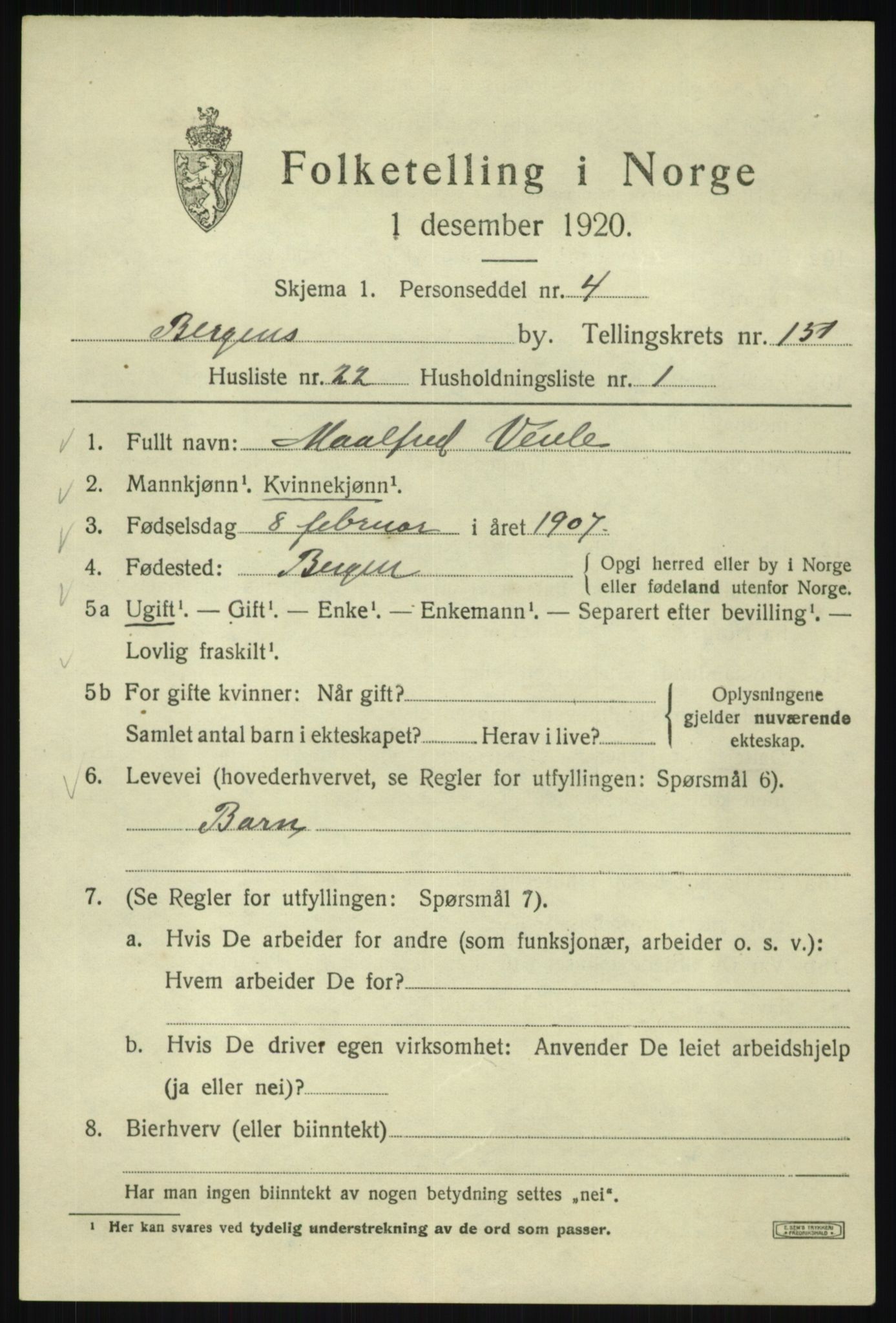 SAB, Folketelling 1920 for 1301 Bergen kjøpstad, 1920, s. 246880