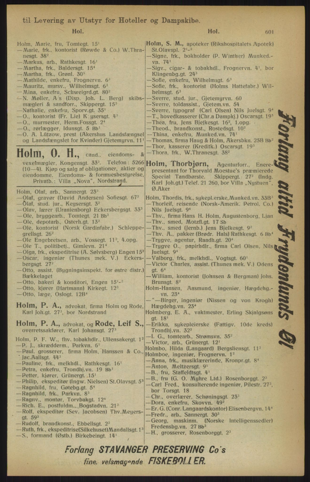 Kristiania/Oslo adressebok, PUBL/-, 1915, s. 601