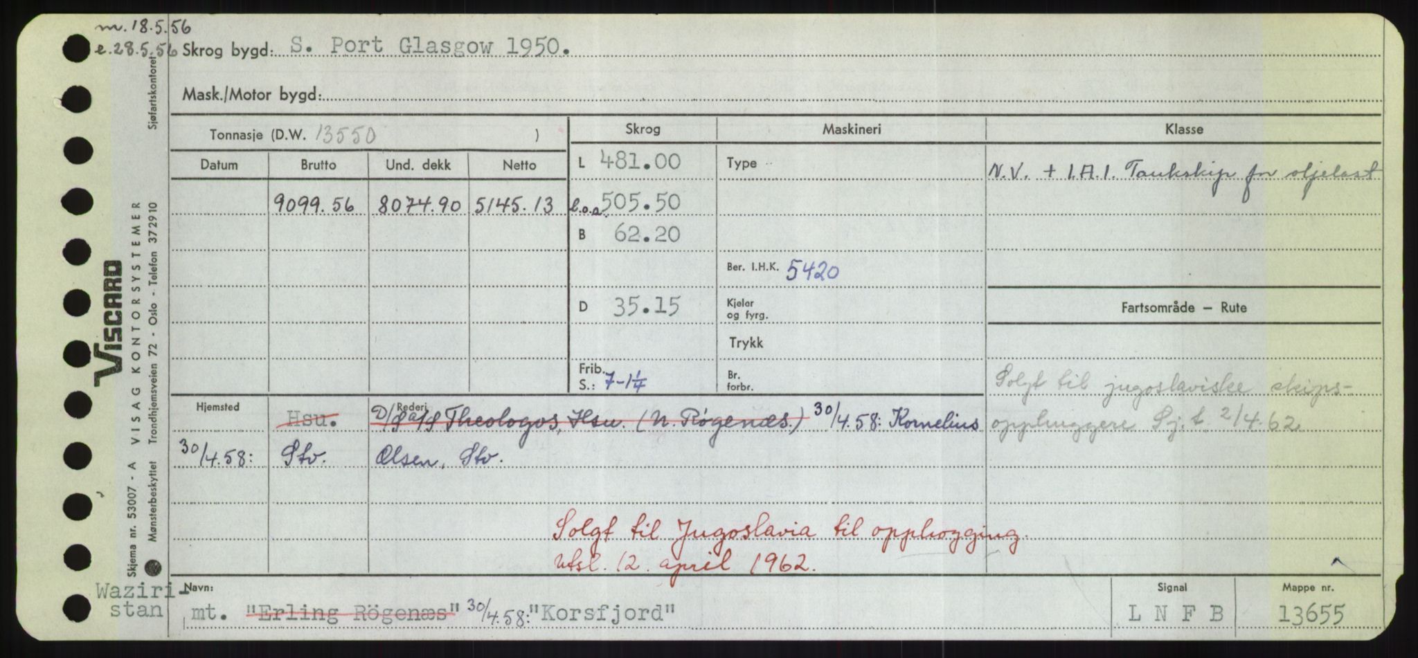 Sjøfartsdirektoratet med forløpere, Skipsmålingen, RA/S-1627/H/Hd/L0021: Fartøy, Kor-Kår, s. 11