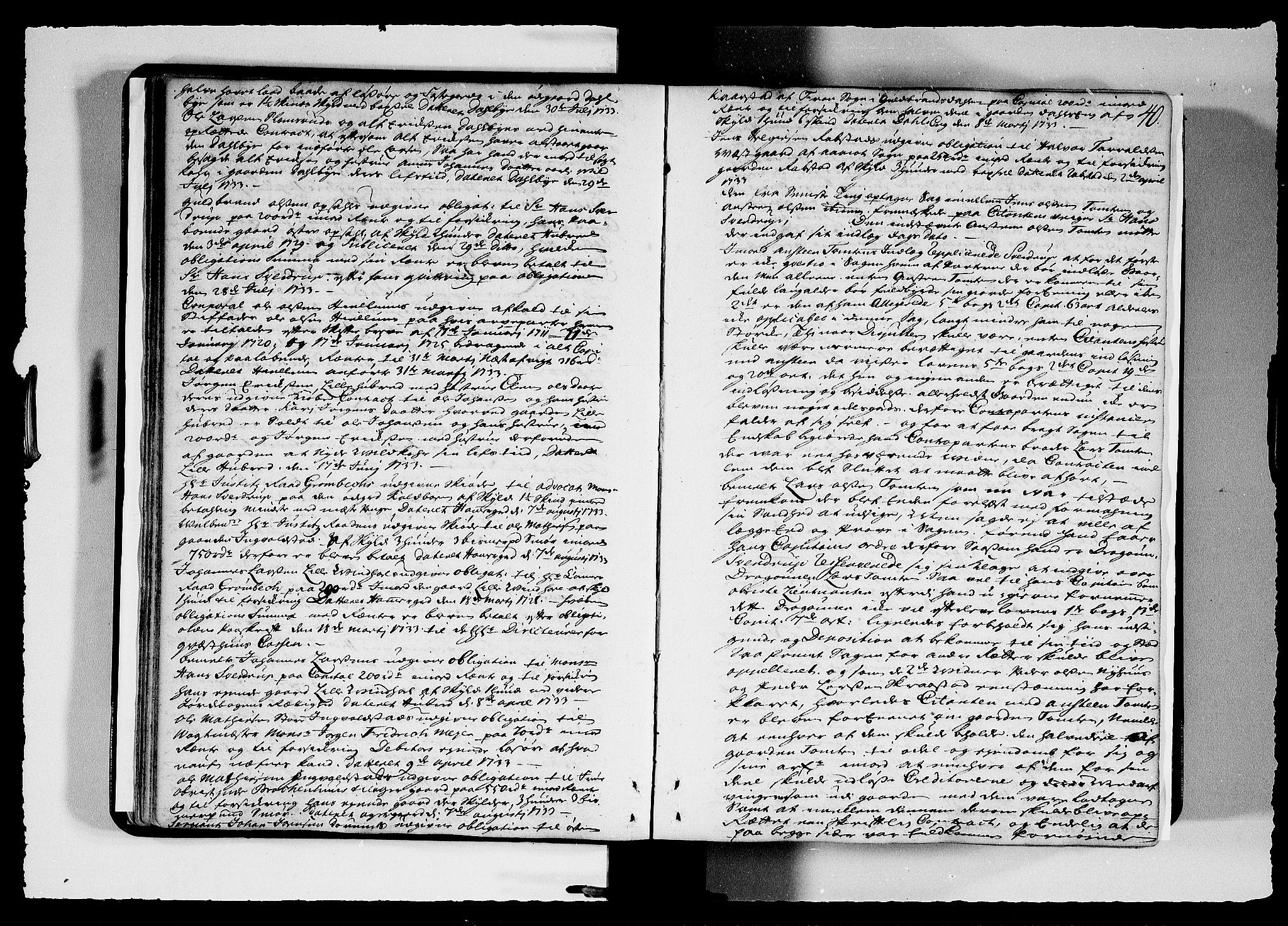 Hedemarken sorenskriveri, SAH/TING-034/G/Gb/L0043: Tingbok, 1733-1735, s. 39b-40a