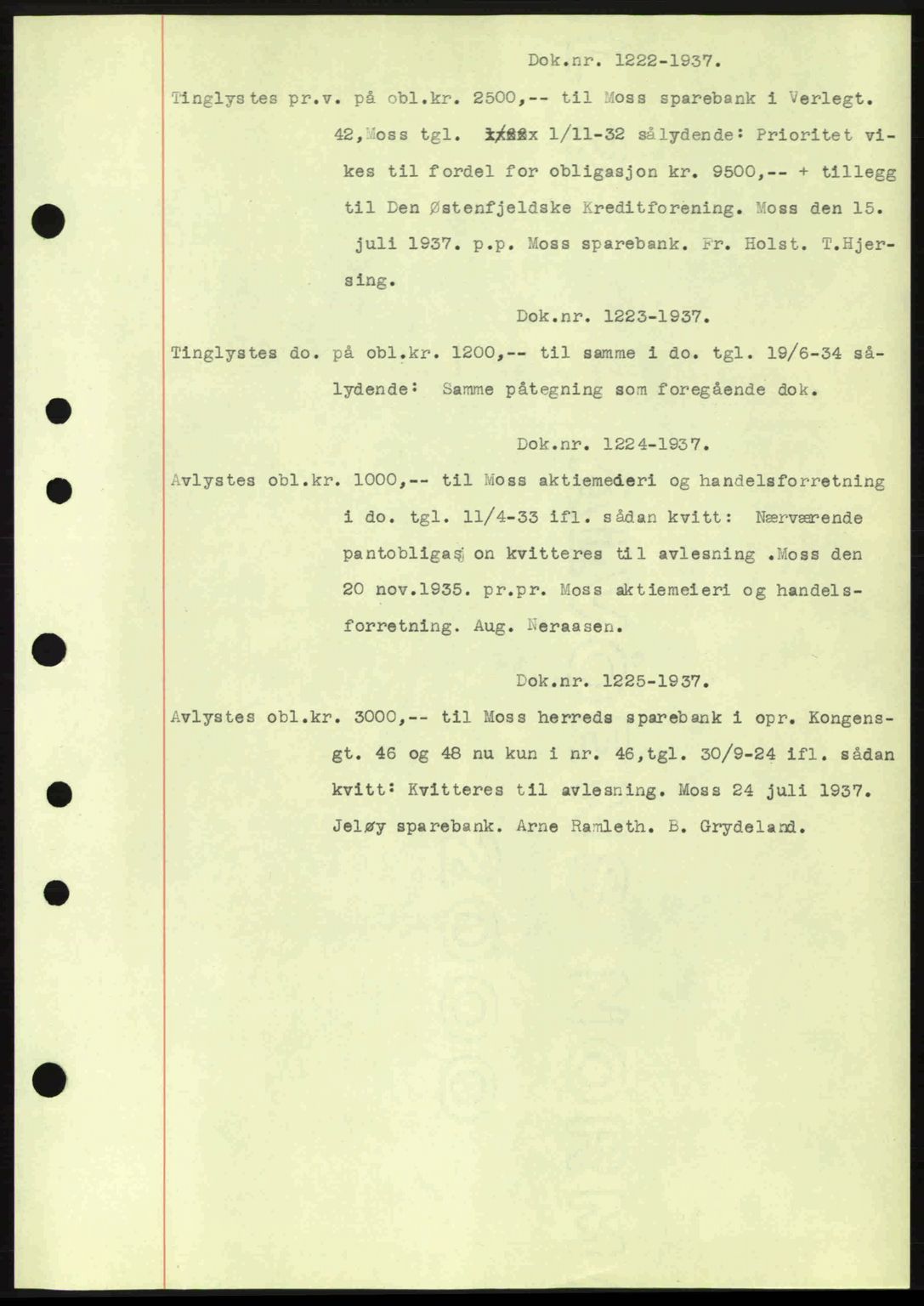 Moss sorenskriveri, SAO/A-10168: Pantebok nr. B3, 1937-1937, Dagboknr: 1222/1937