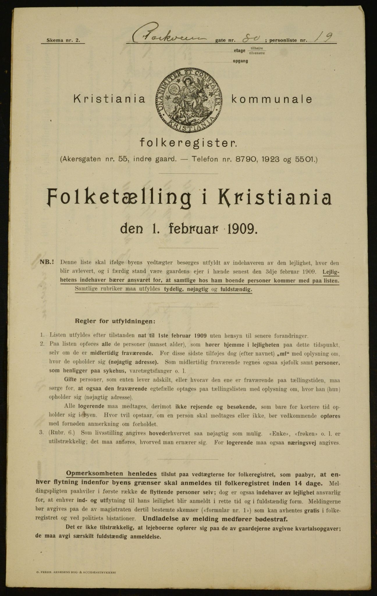 OBA, Kommunal folketelling 1.2.1909 for Kristiania kjøpstad, 1909, s. 71102