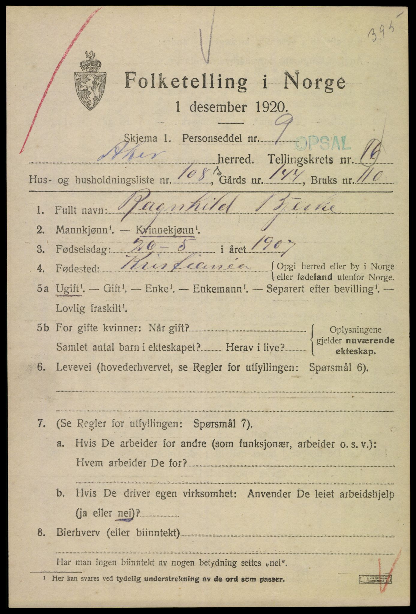 SAO, Folketelling 1920 for 0218 Aker herred, 1920, s. 98240